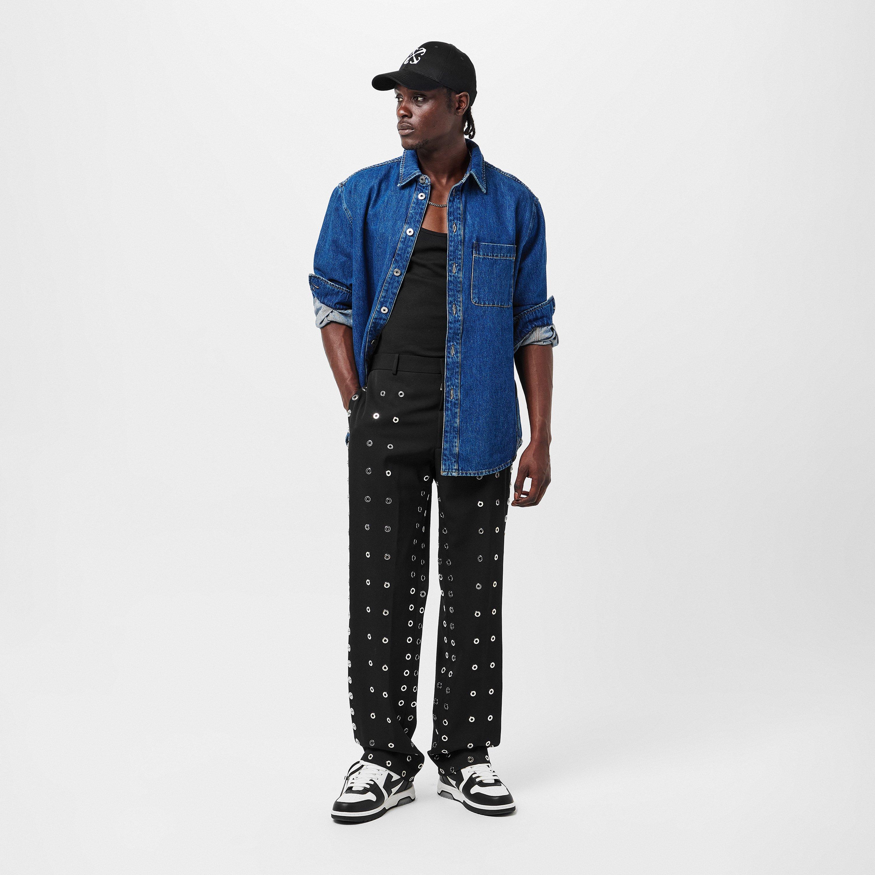 Blue/Beige - Off White - Men's Short Puffer Jacket - 6