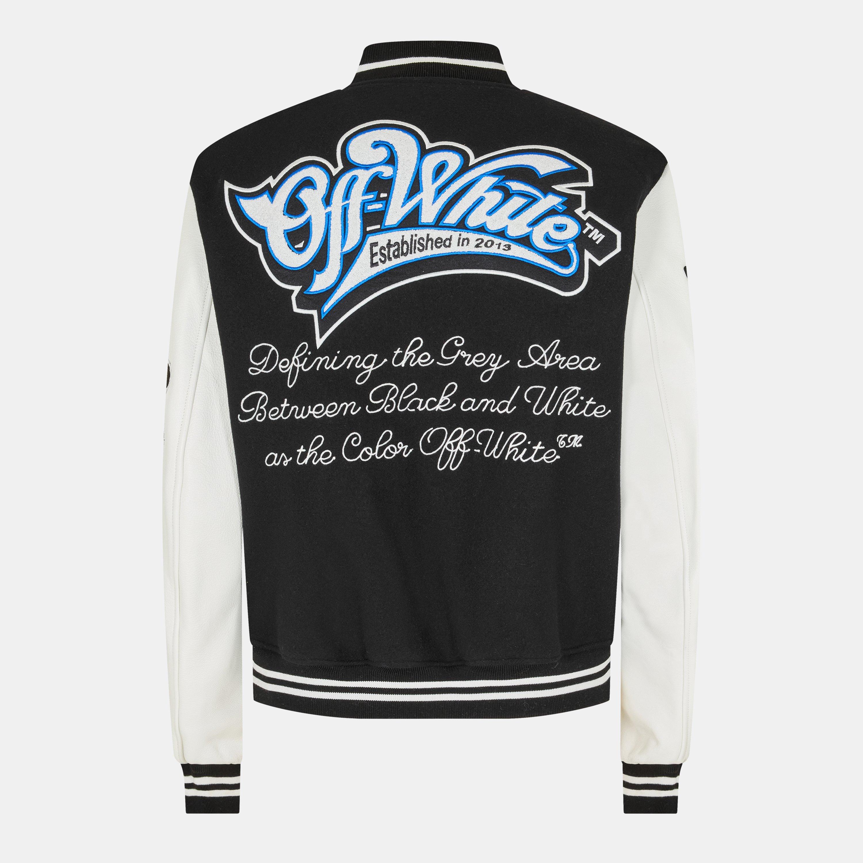 Nero/Bianco - Off White - Men's Off-White Relaxed Fit Varsity Jacket - 2