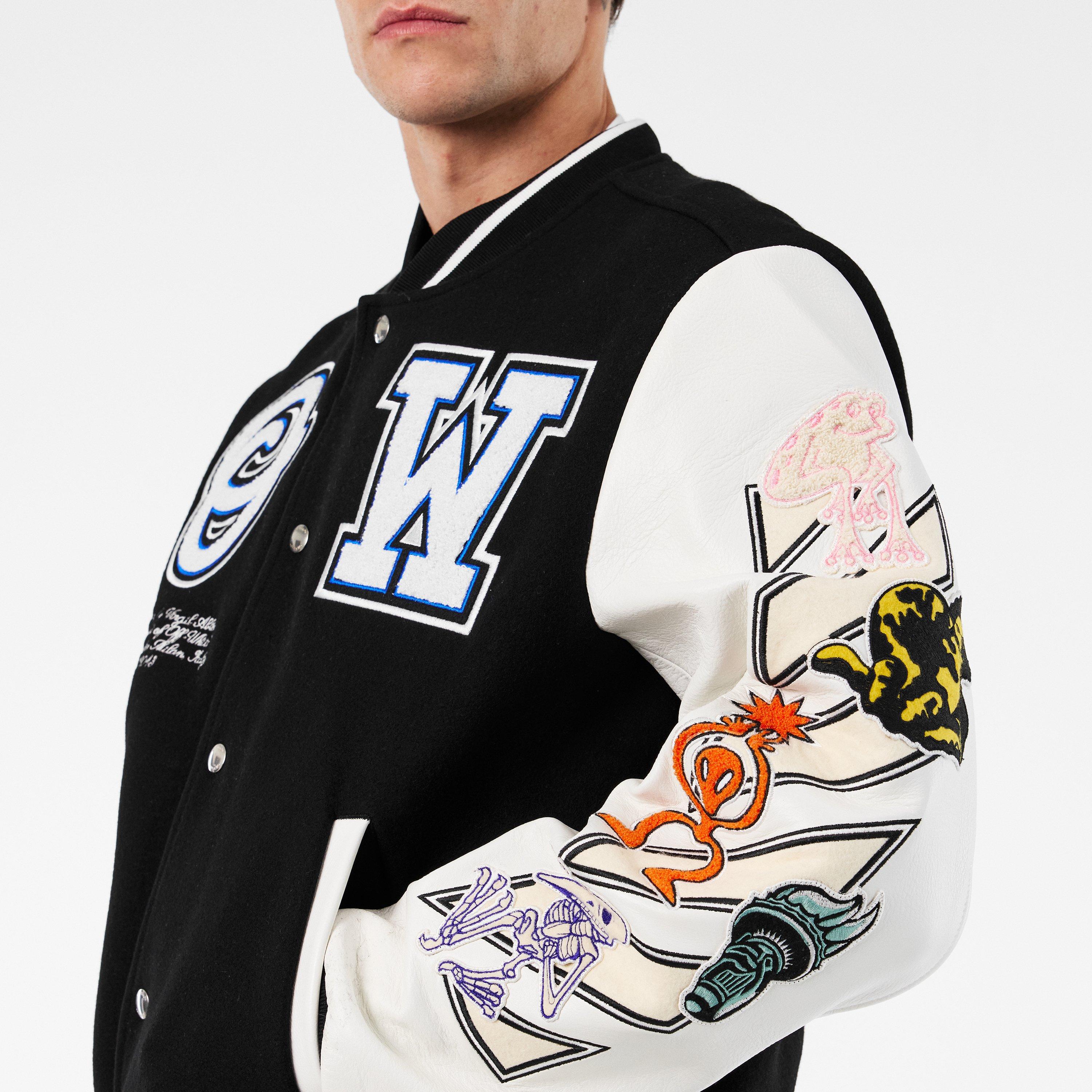 Nero/Bianco - Off White - Men's Off-White Relaxed Fit Varsity Jacket - 5