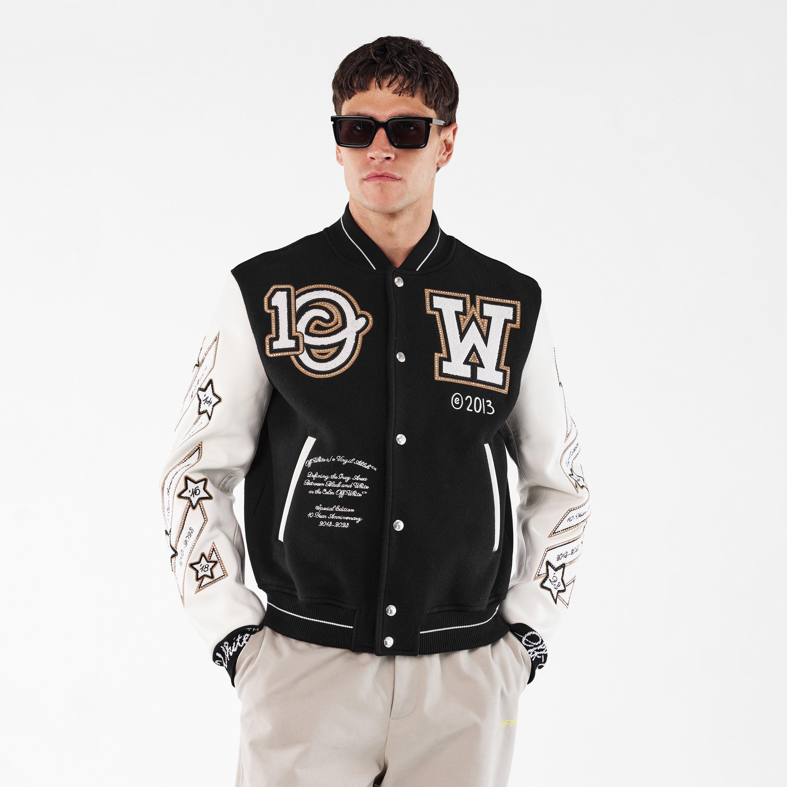 Schwarz/Weiß - Off White - Men's Off-White Varsity Jacket - 3