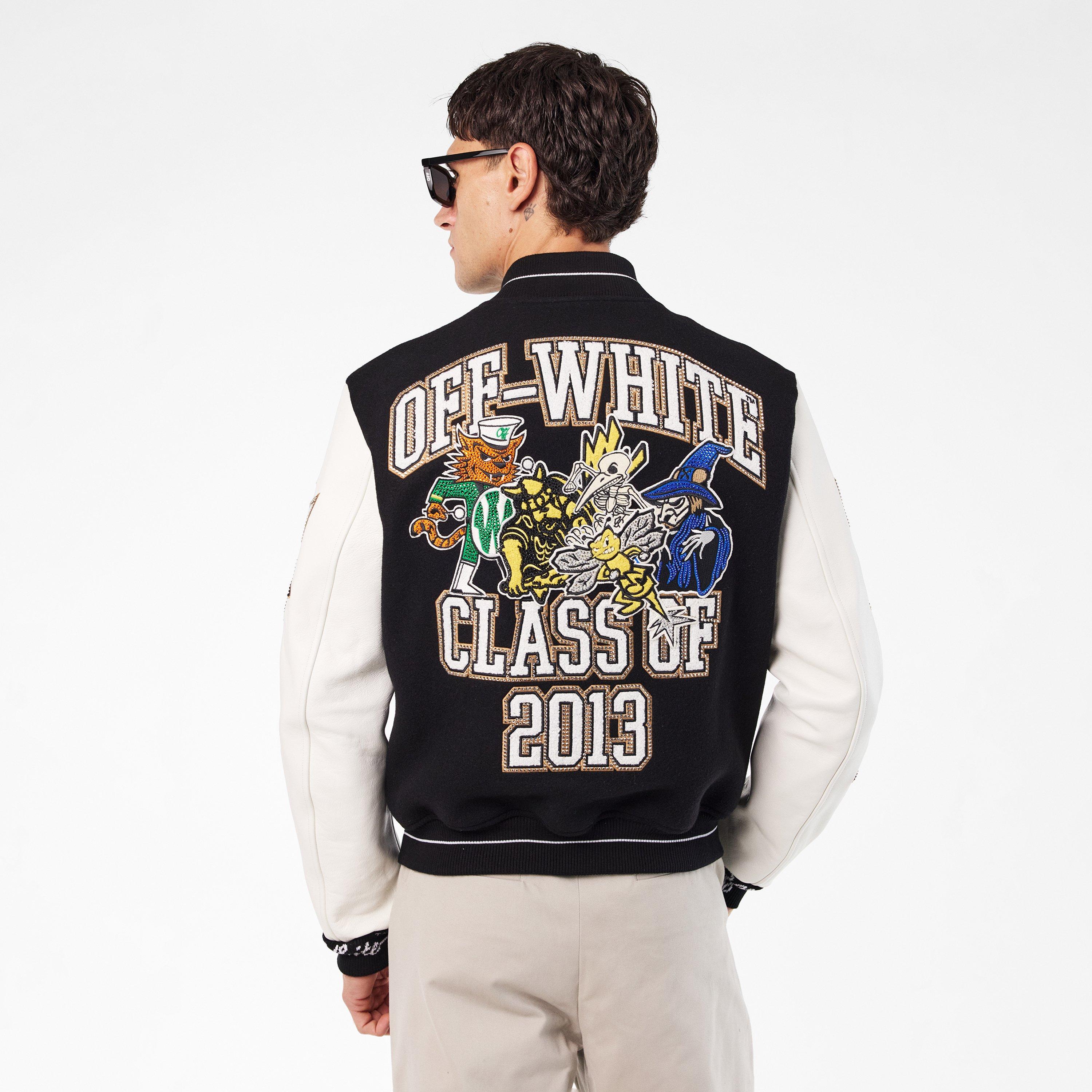 Schwarz/Weiß - Off White - Men's Off-White Varsity Jacket - 4