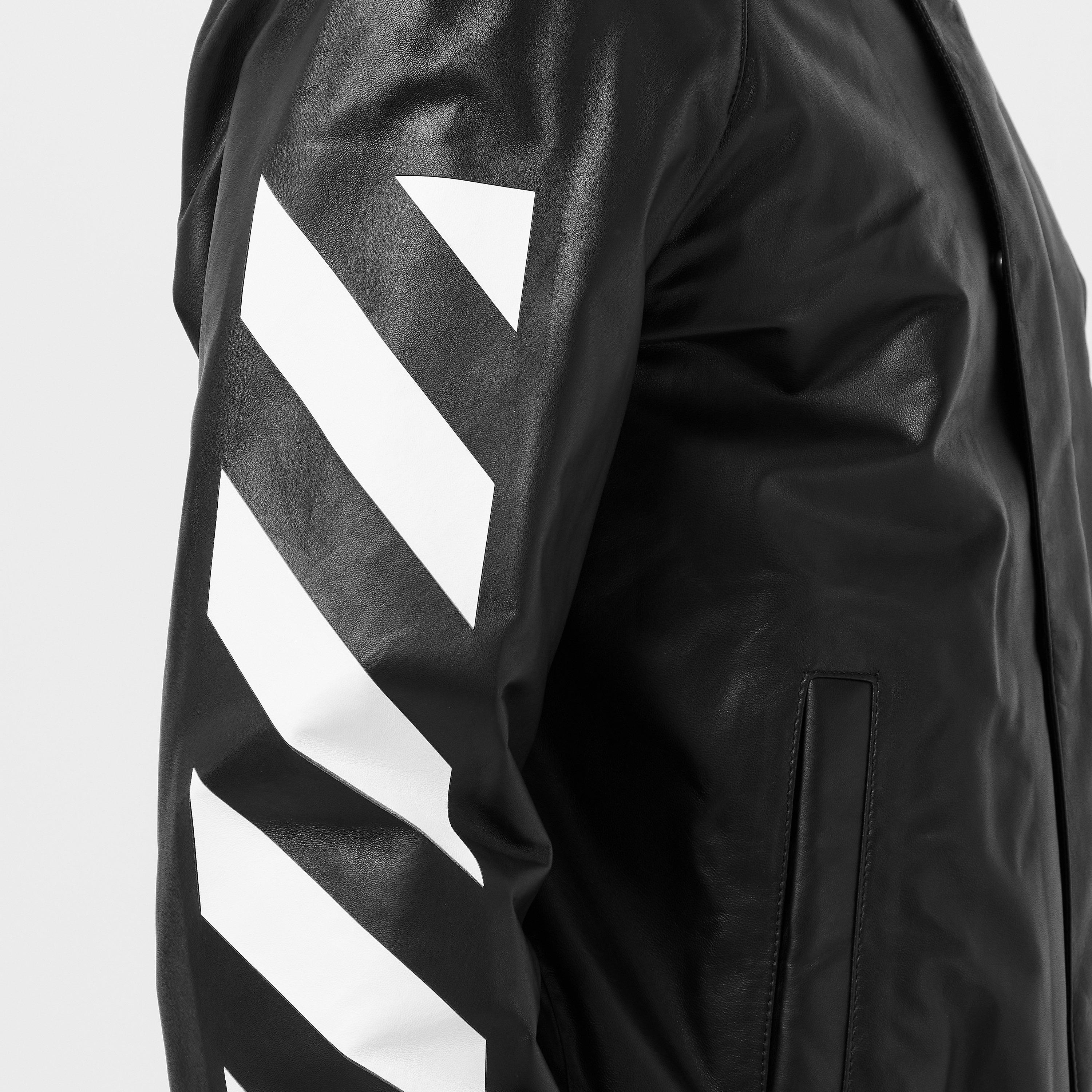 Nero/Bianco - Off White - Men's Off-White Relaxed Leather Jacket - 5