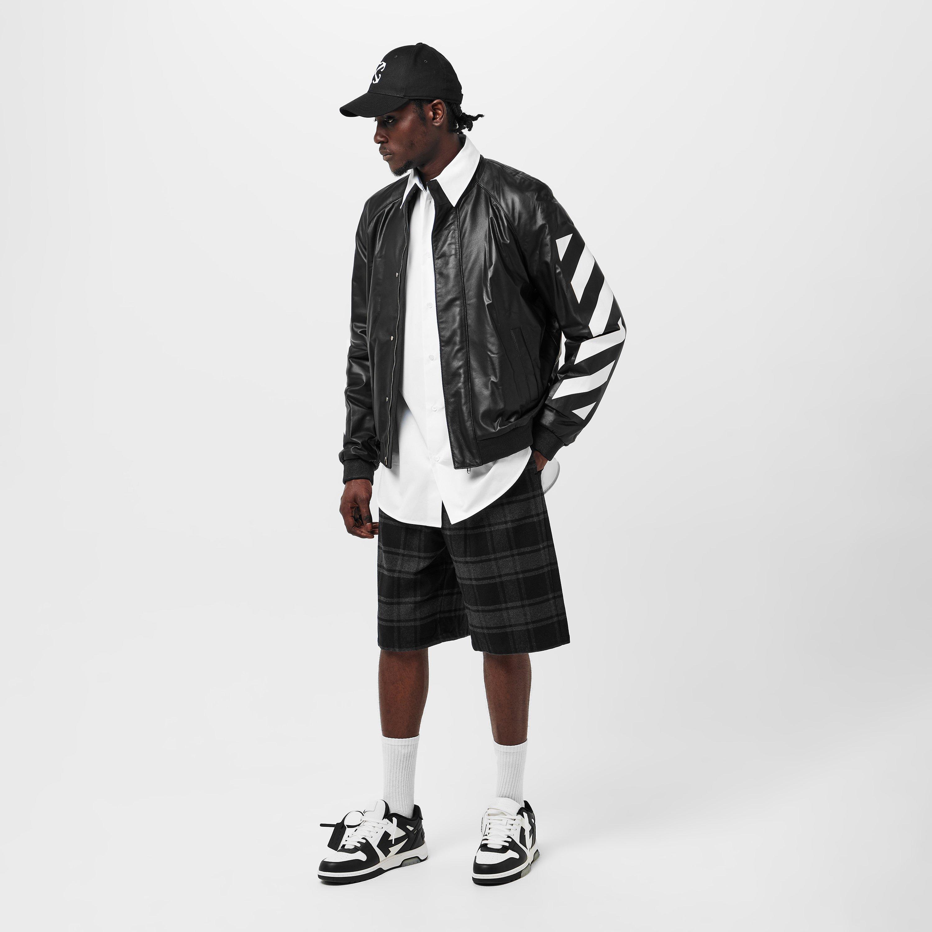 Nero/Bianco - Off White - Men's Off-White Relaxed Leather Jacket - 6