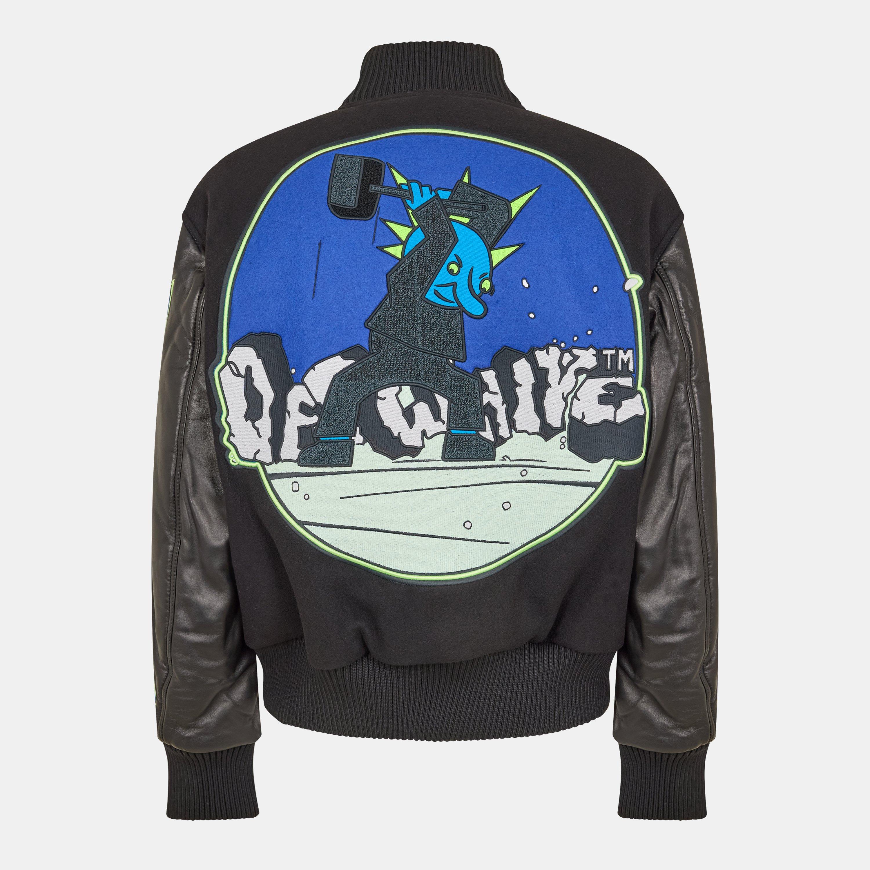 Nero/Blu - Off White - Men's Leather Tailored Fit Jacket - 2