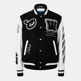 Off White Men's Wool Varsity Jacket, Classic Collegiate Look