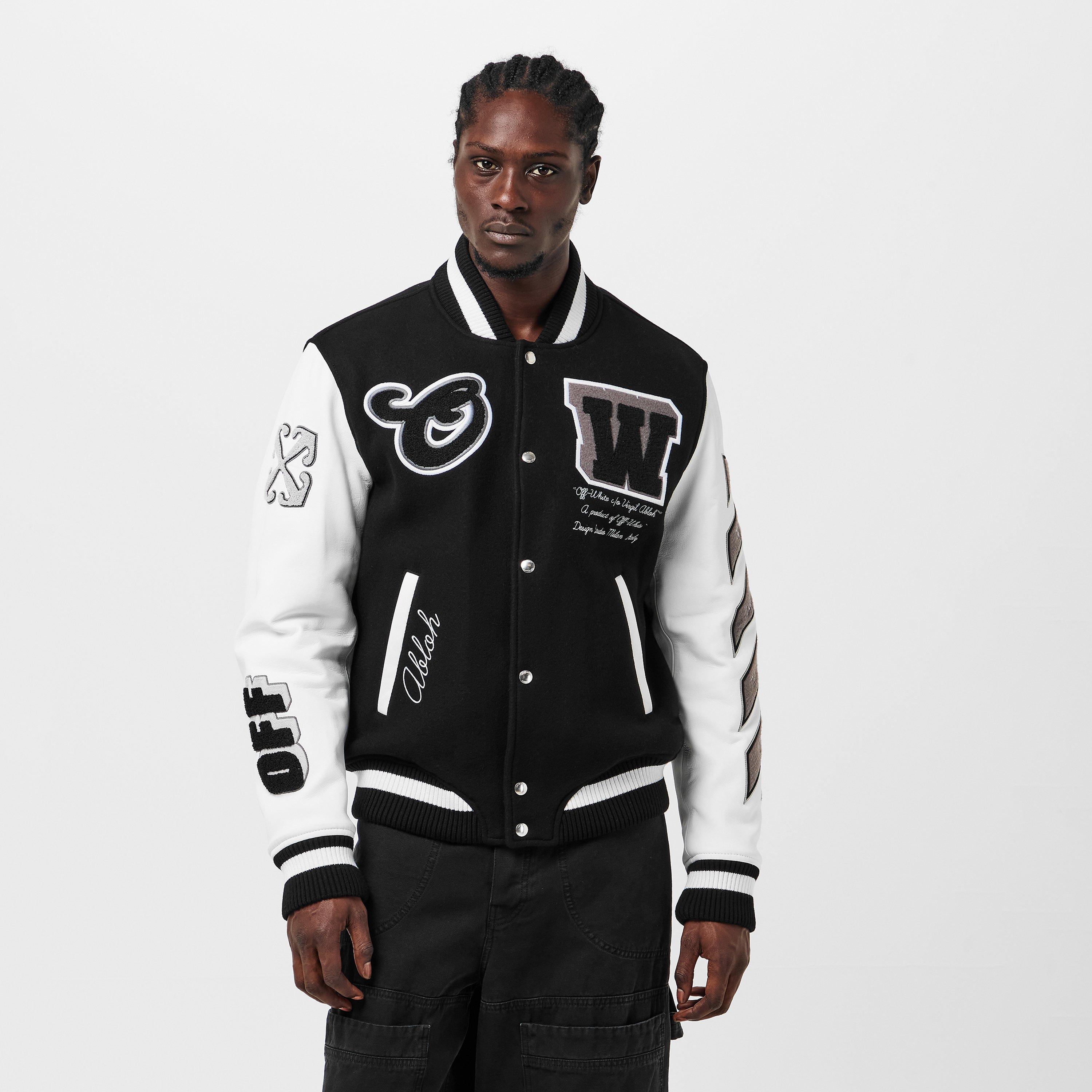 Off White Men's Wool Varsity Jacket, Classic Collegiate Look