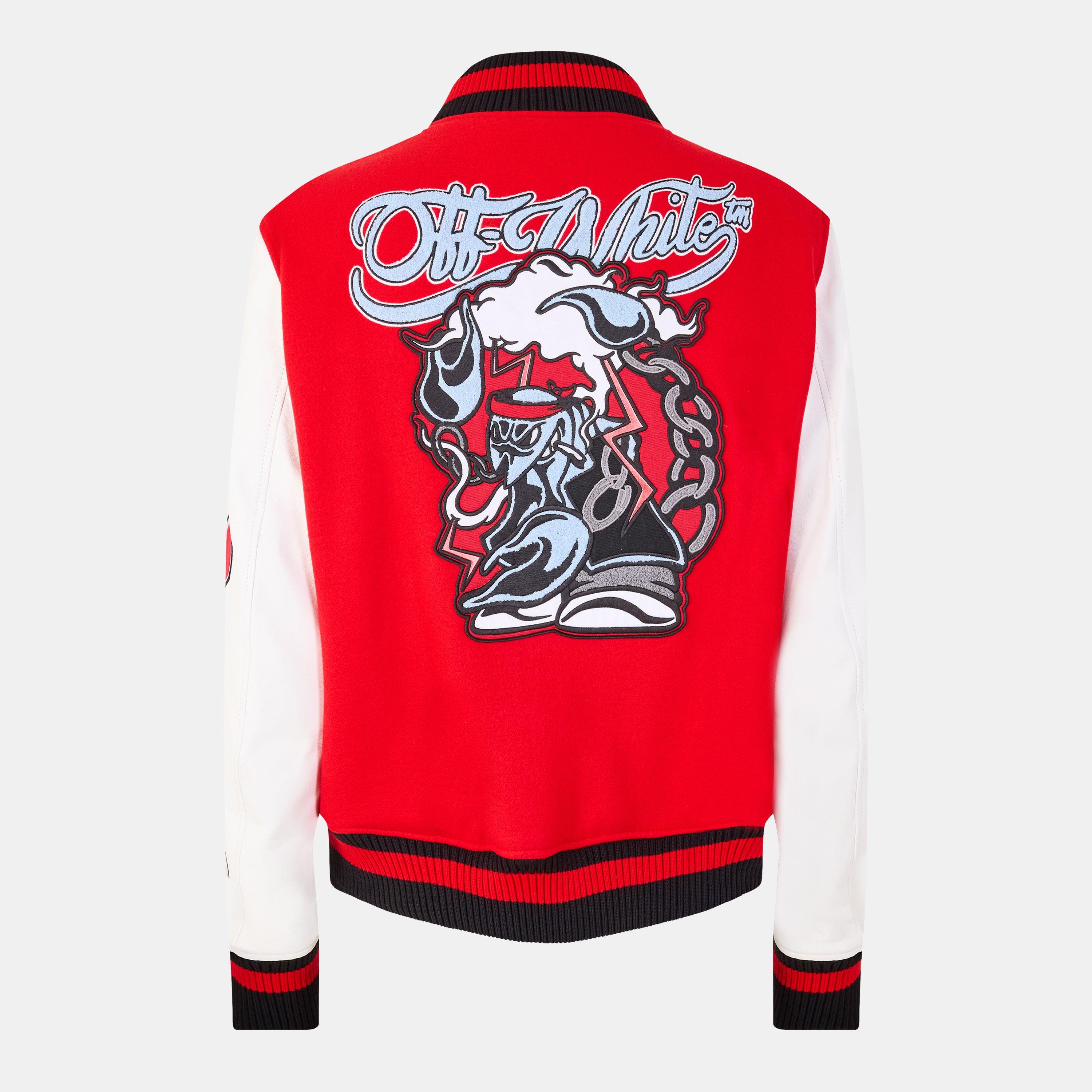 Rosso/Bianco sporco - Off White - Men's Off-White Varsity Jacket - 2