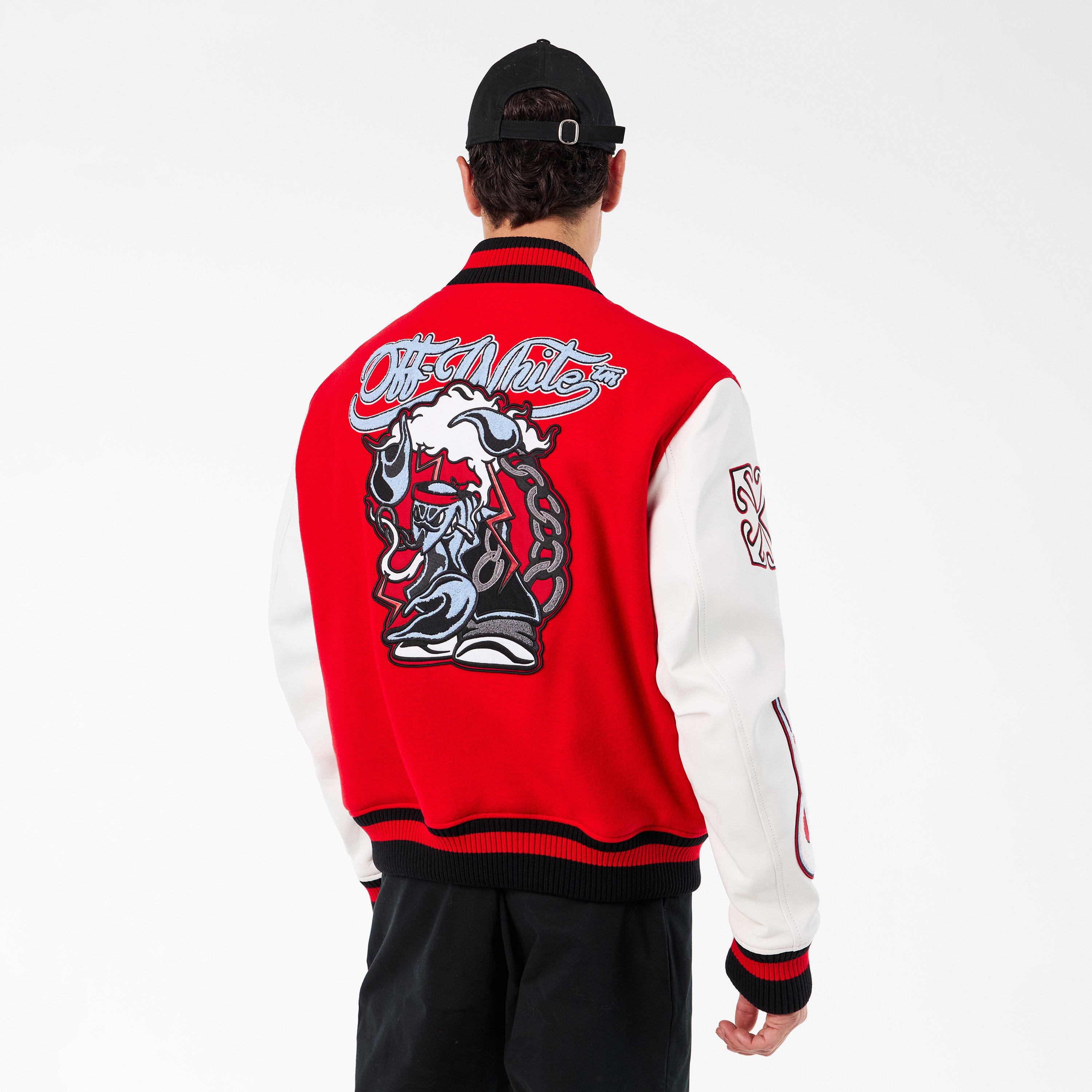 Rosso/Bianco sporco - Off White - Men's Off-White Varsity Jacket - 4
