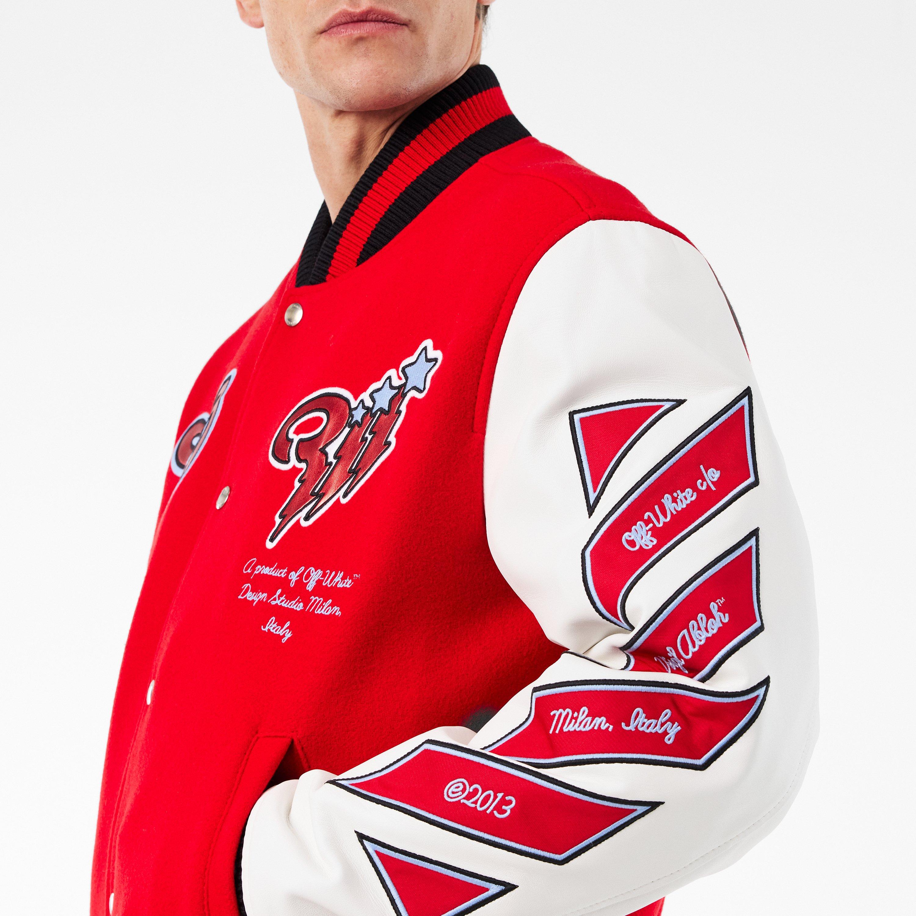 Rosso/Bianco sporco - Off White - Men's Off-White Varsity Jacket - 5