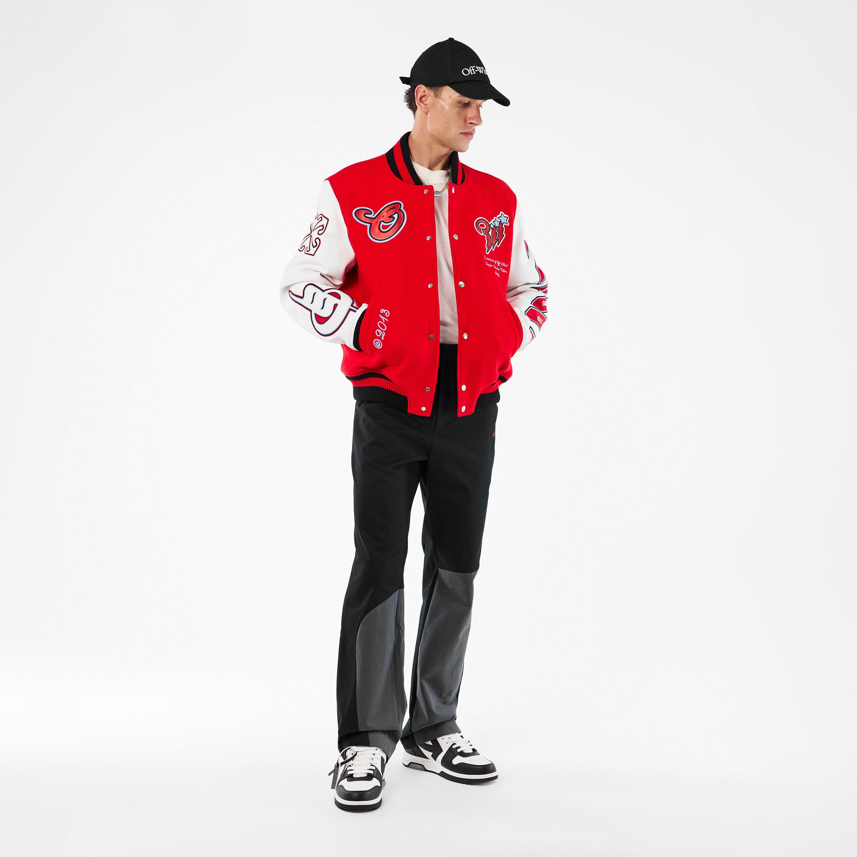 Rosso/Bianco sporco - Off White - Men's Off-White Varsity Jacket - 6