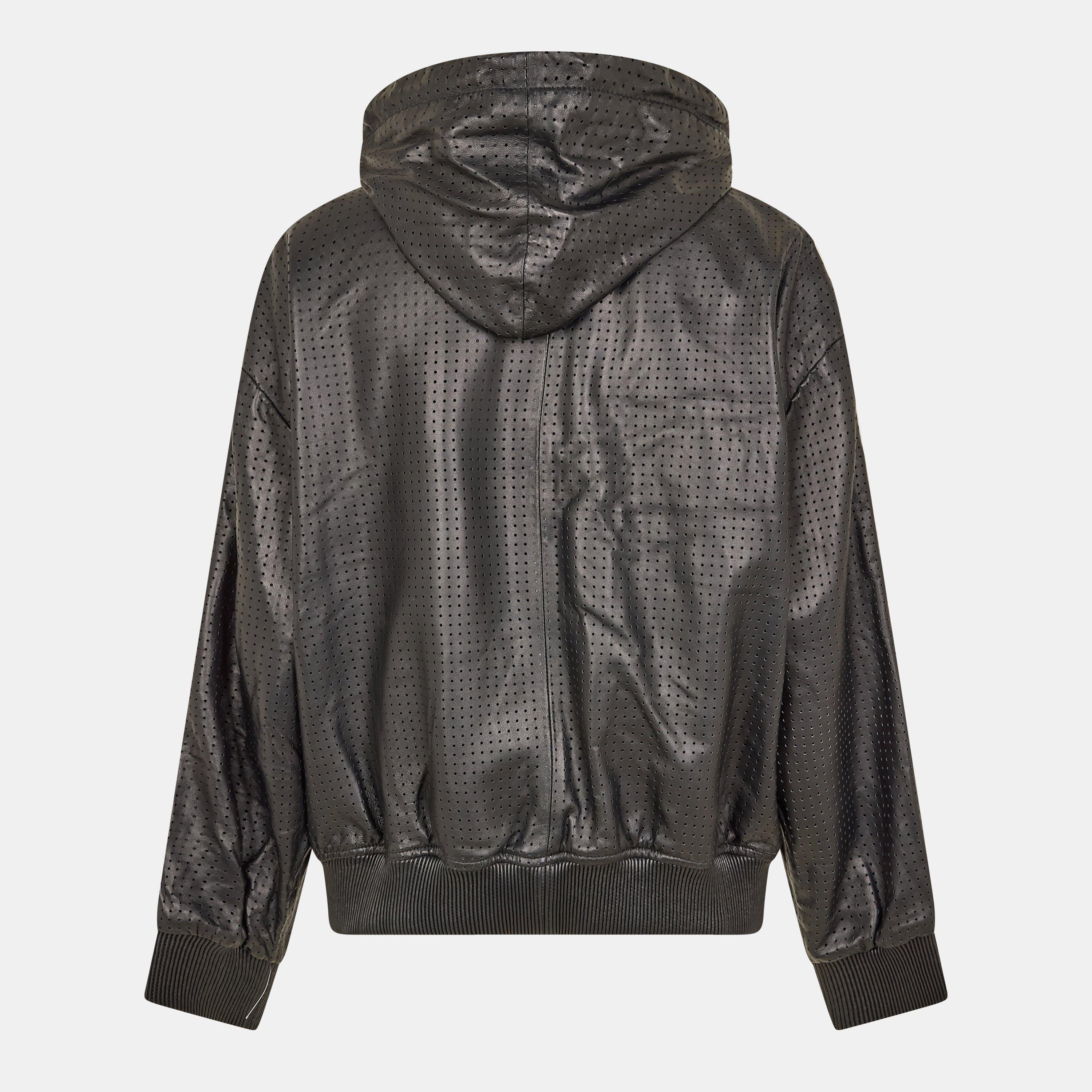 Schwarz/Weiß - Off White - Men's High-Quality Leather Jacket - 2