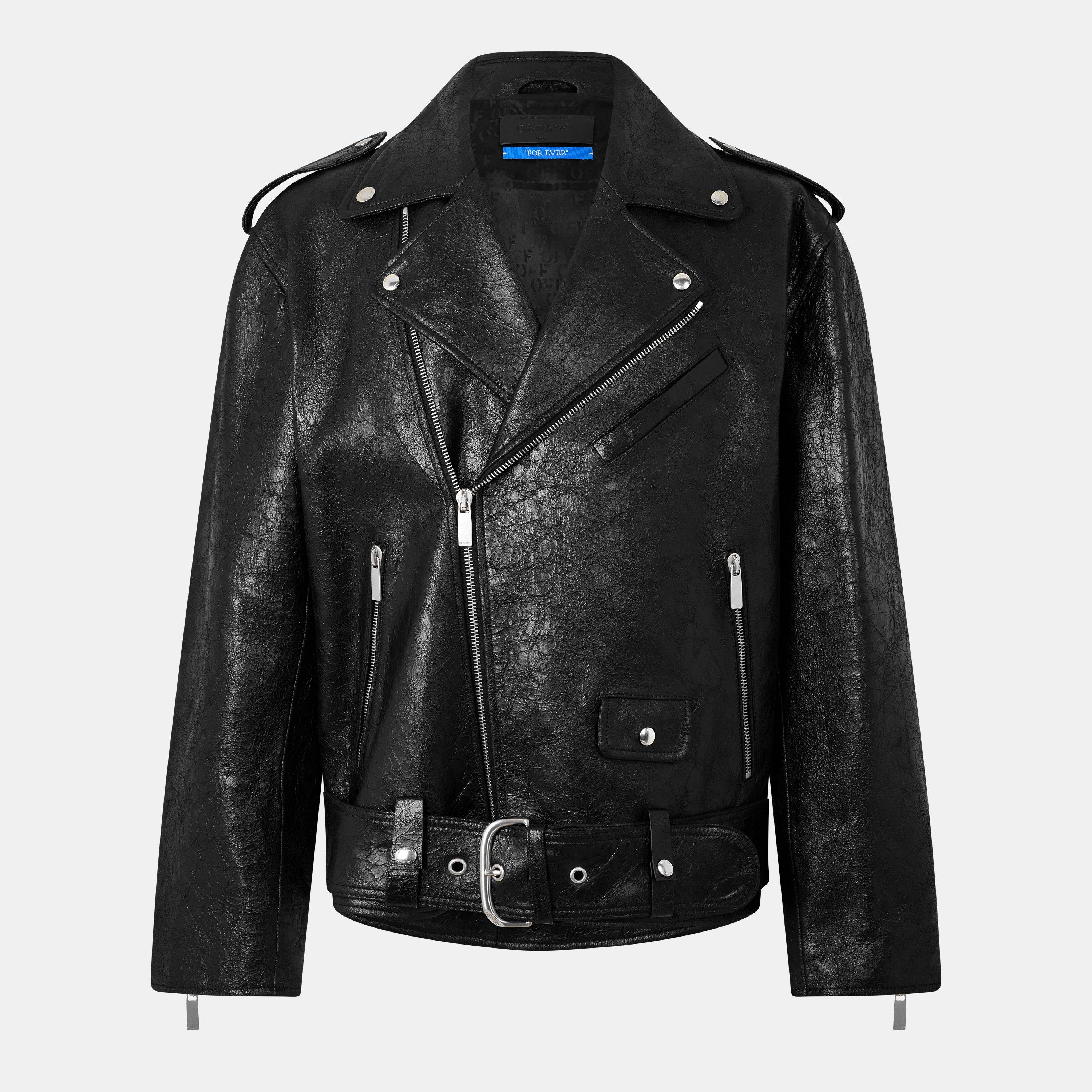 Black - Off White - Men's - Shearling Jacket - 1