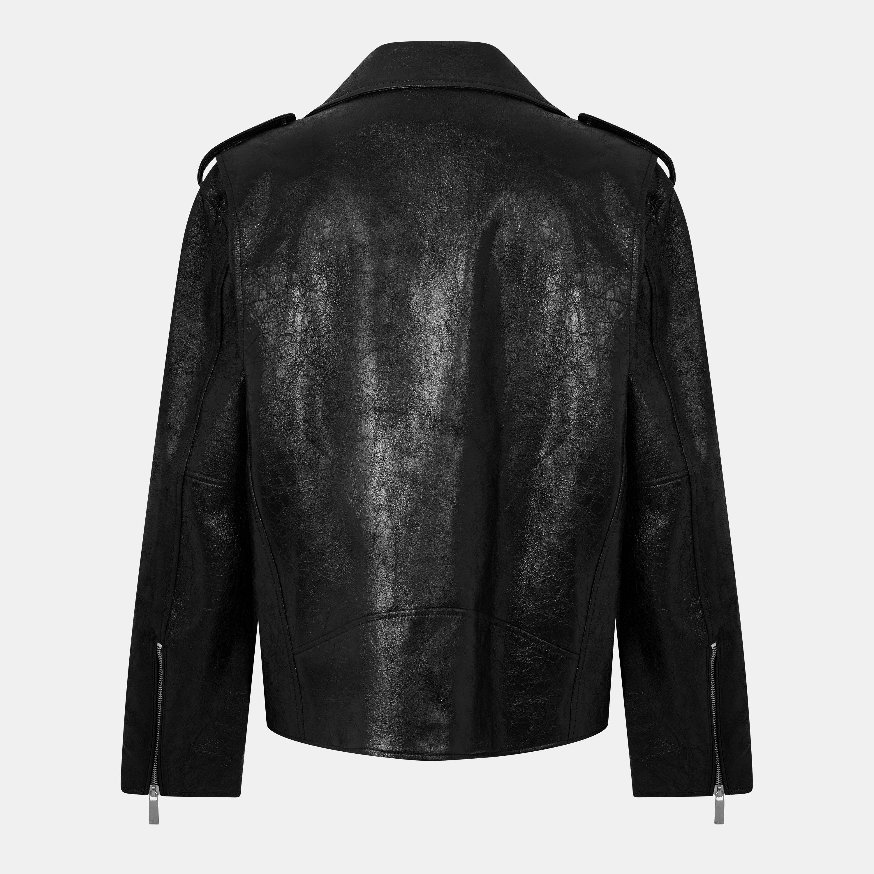 Black - Off White - Men's Off-White Shearling Jacket - 2