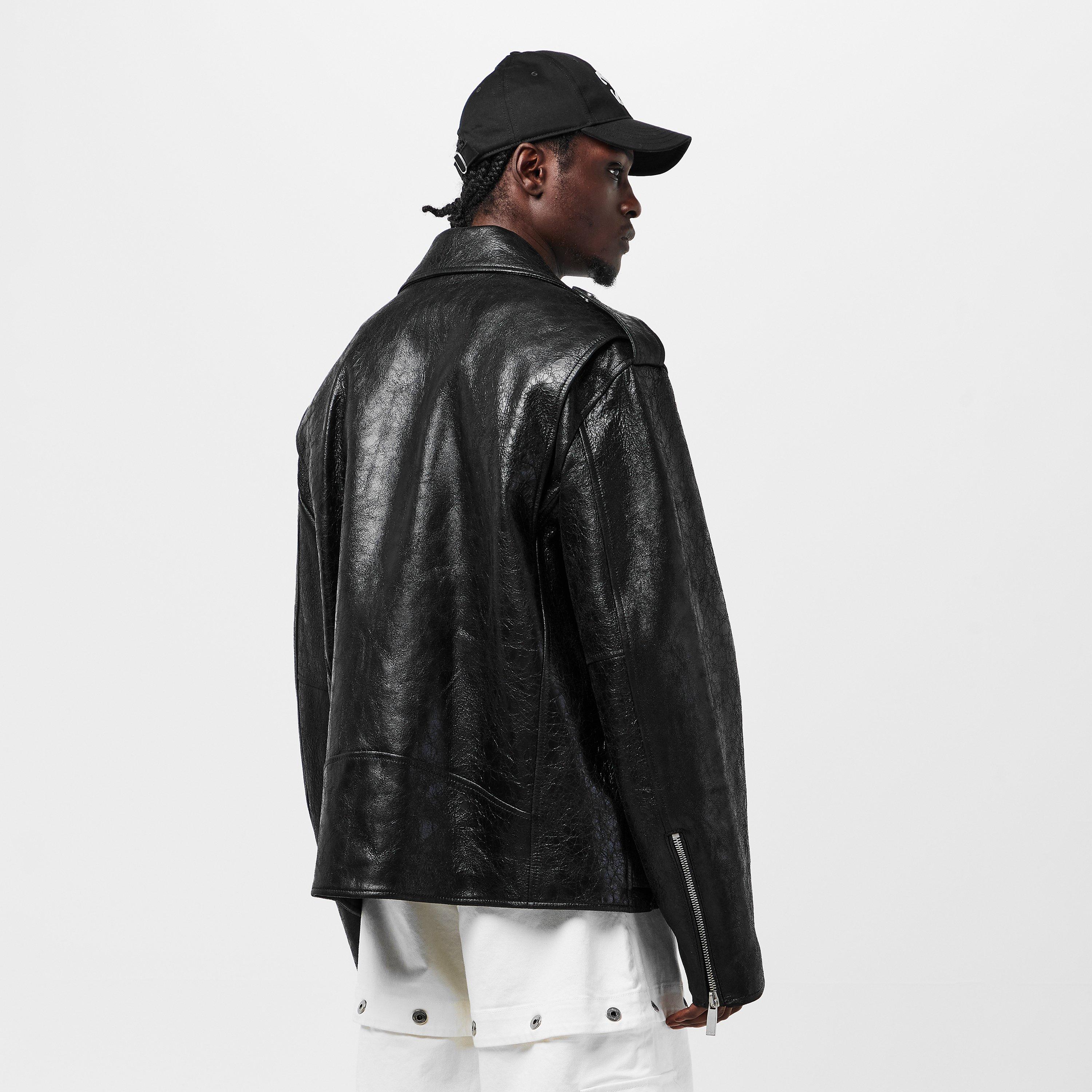 Black - Off White - Men's Off-White Shearling Jacket - 4