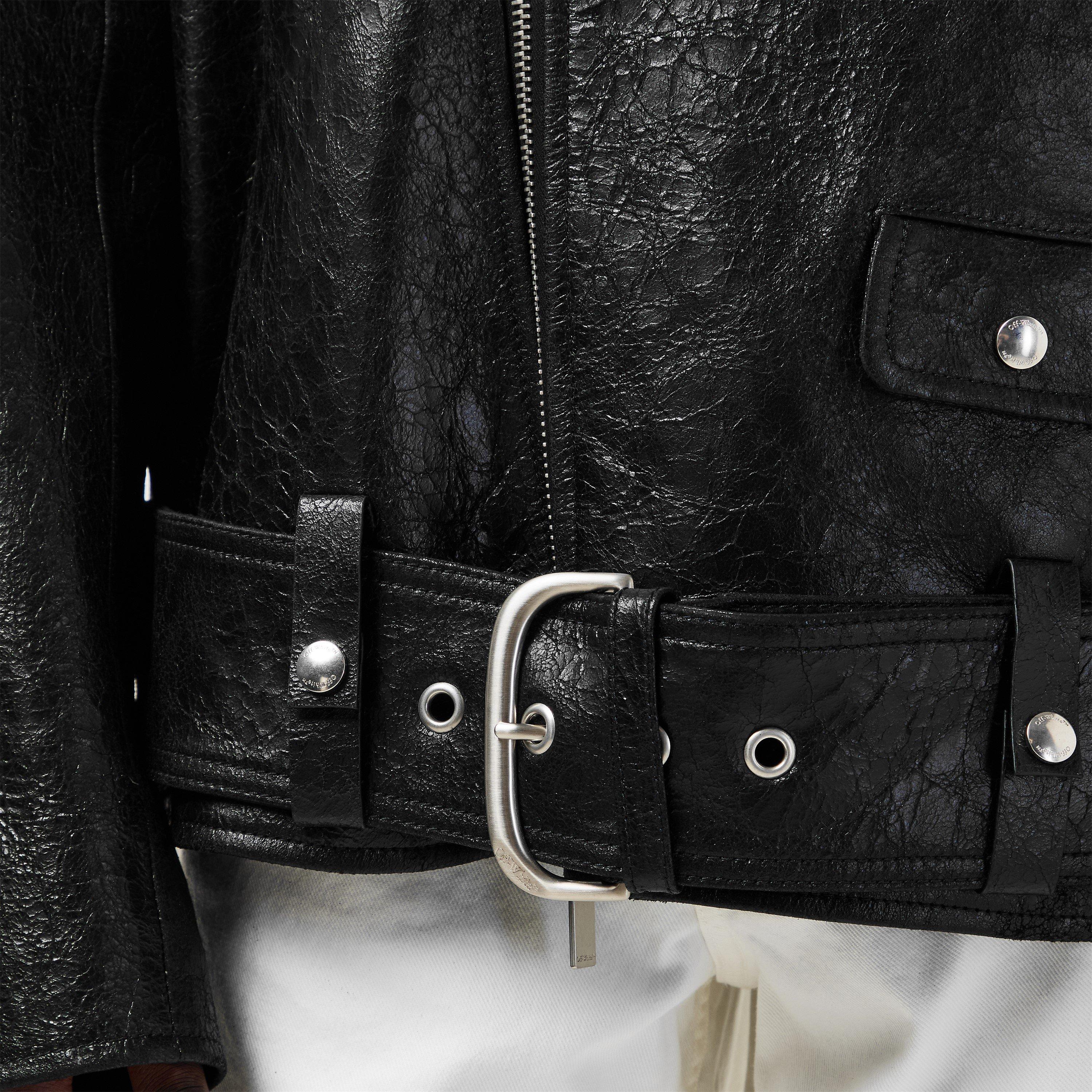 Black - Off White - Men's Off-White Shearling Jacket - 5