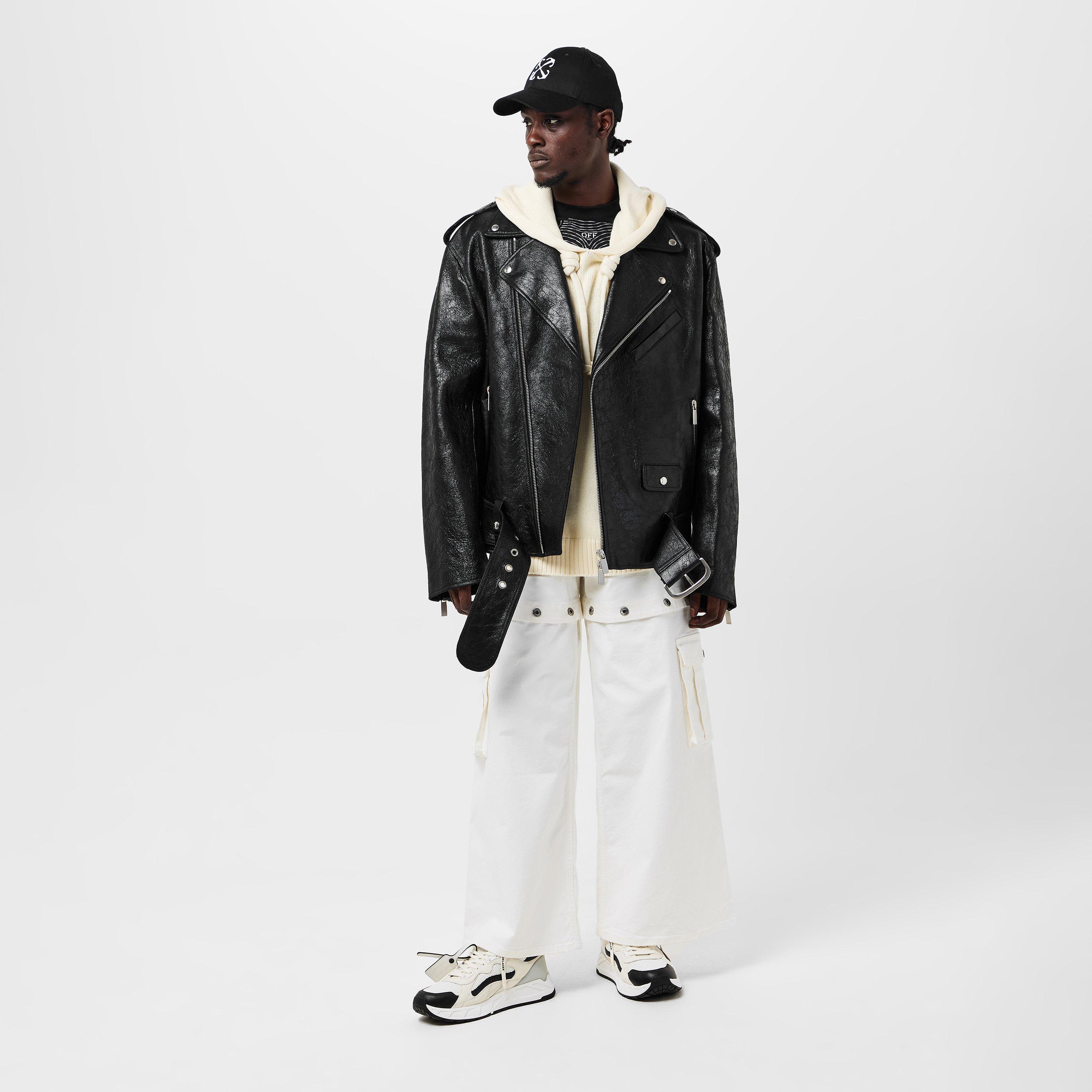Black - Off White - Men's Off-White Shearling Jacket - 6