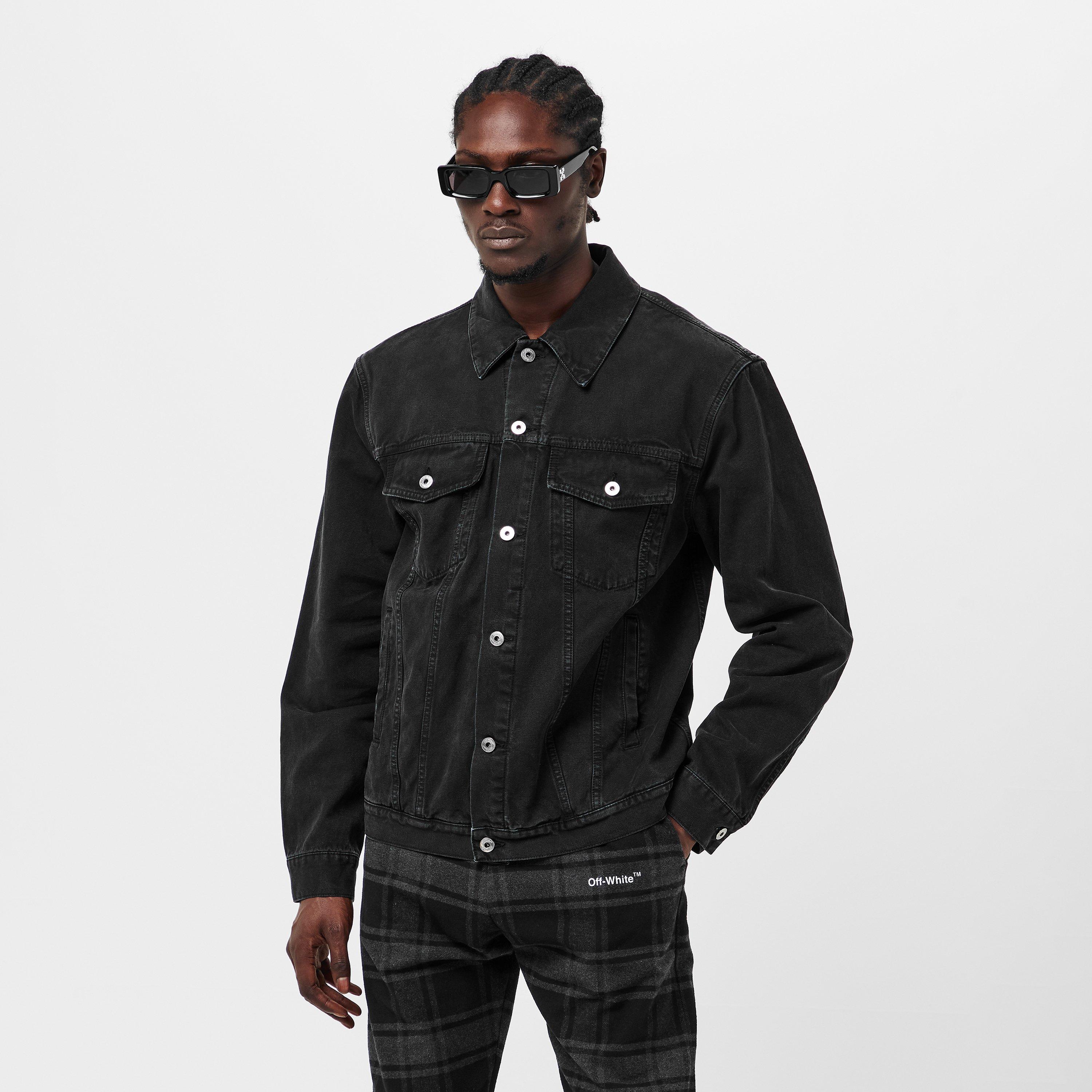 Schwarz/Weiß - Off White - Men's Embroidered Skate Jacket, Logo Design - 3