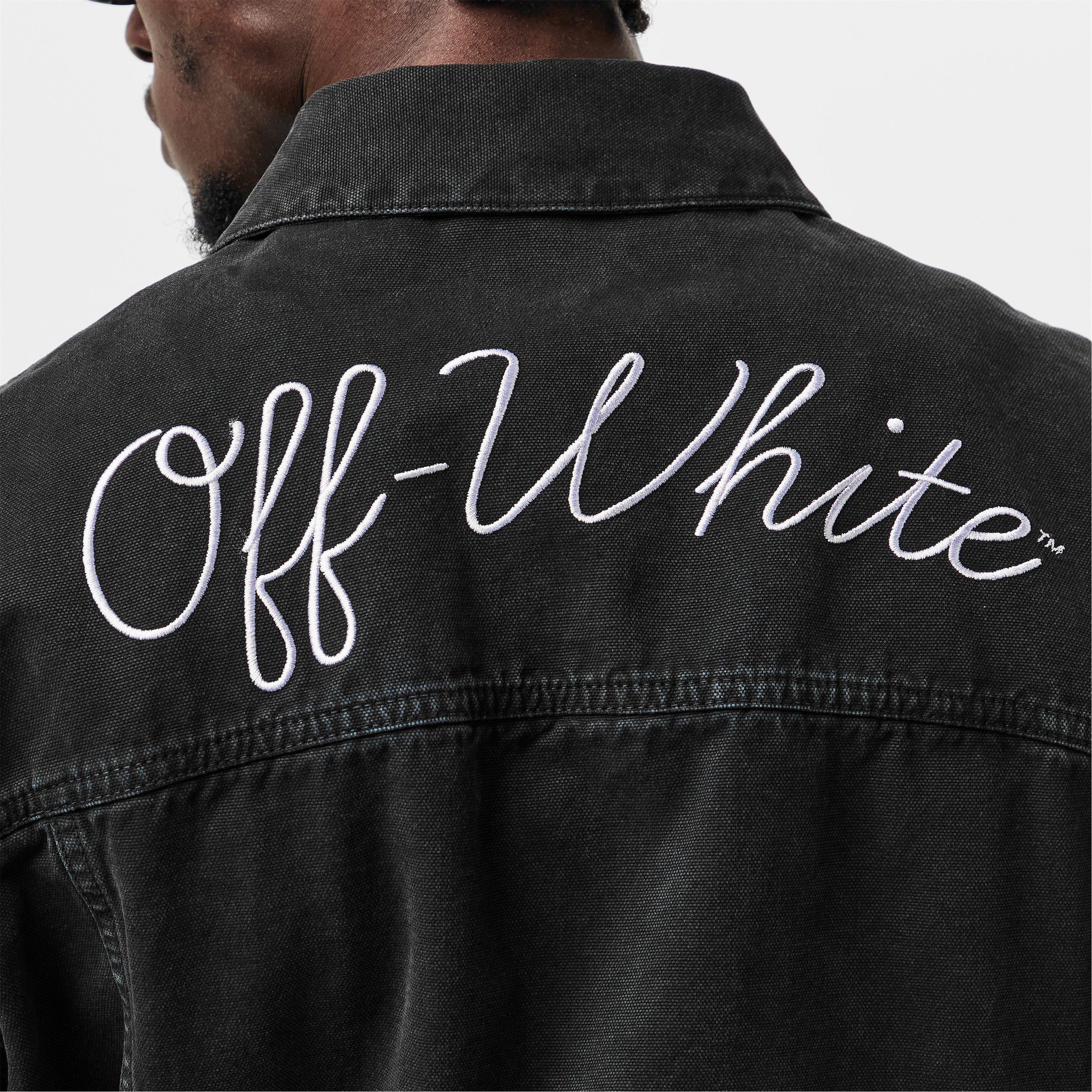 Schwarz/Weiß - Off White - Men's Embroidered Skate Jacket, Logo Design - 5