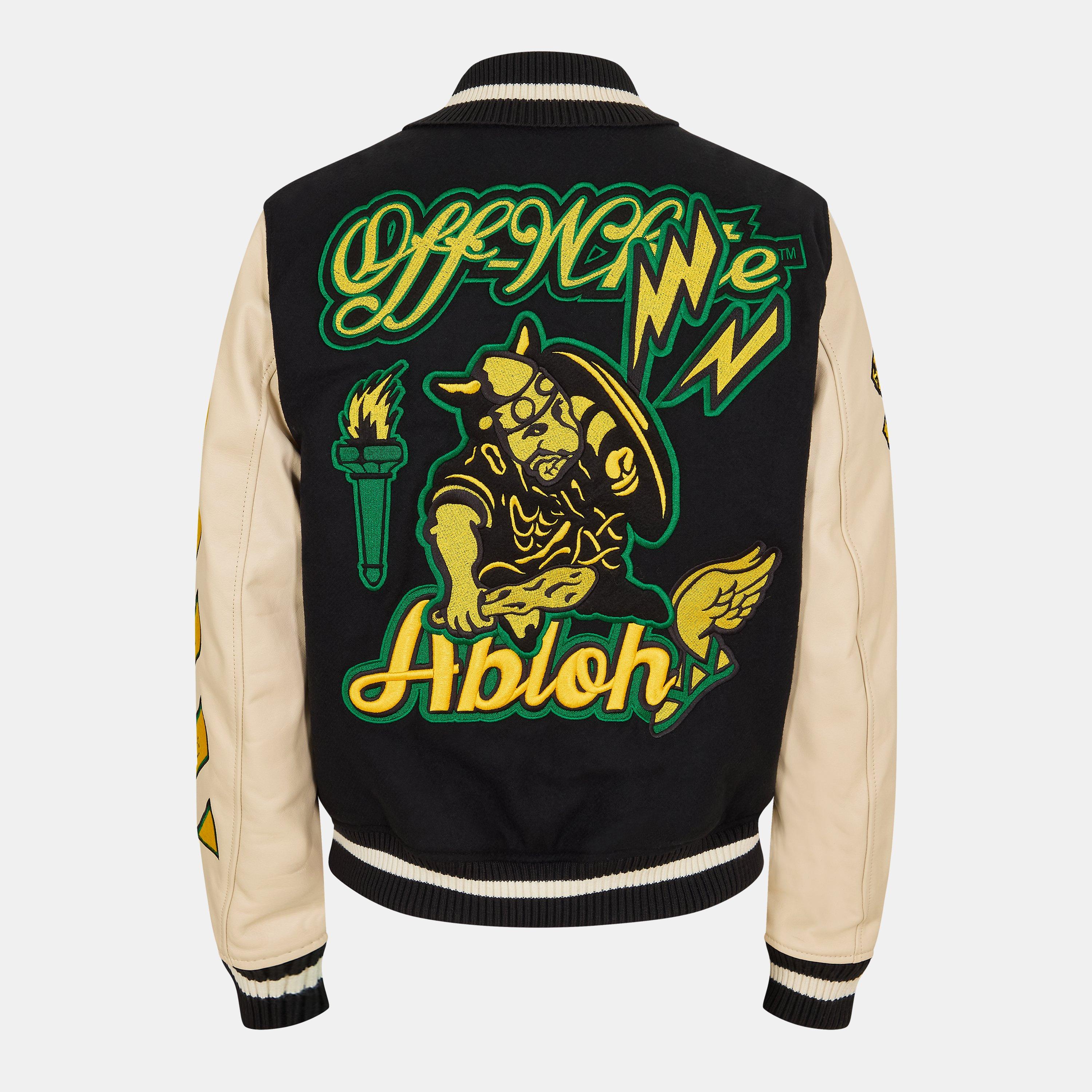 Black - Off White - Men's Leather Jacket - 1