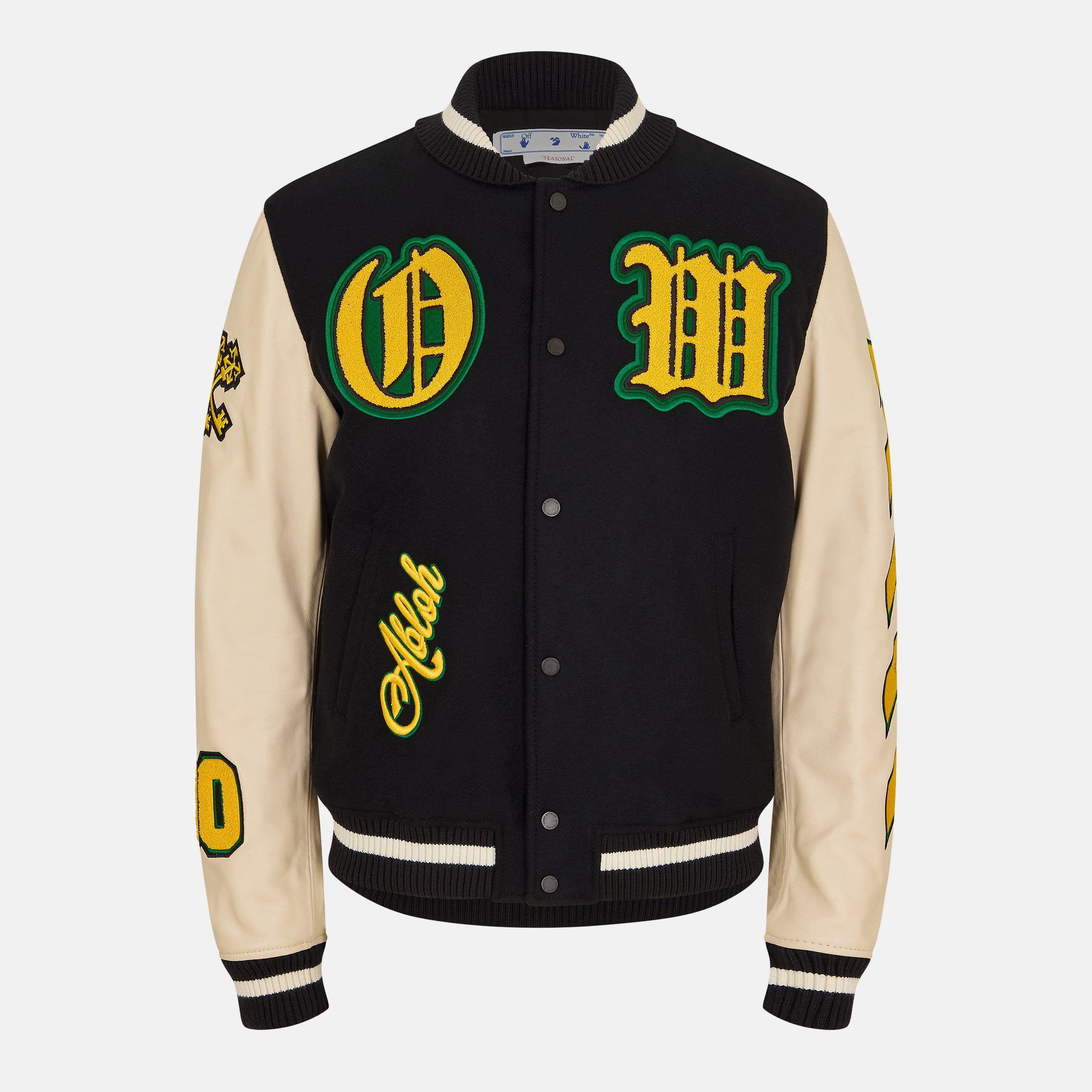 Black - Off White - Men's Leather Jacket - 2