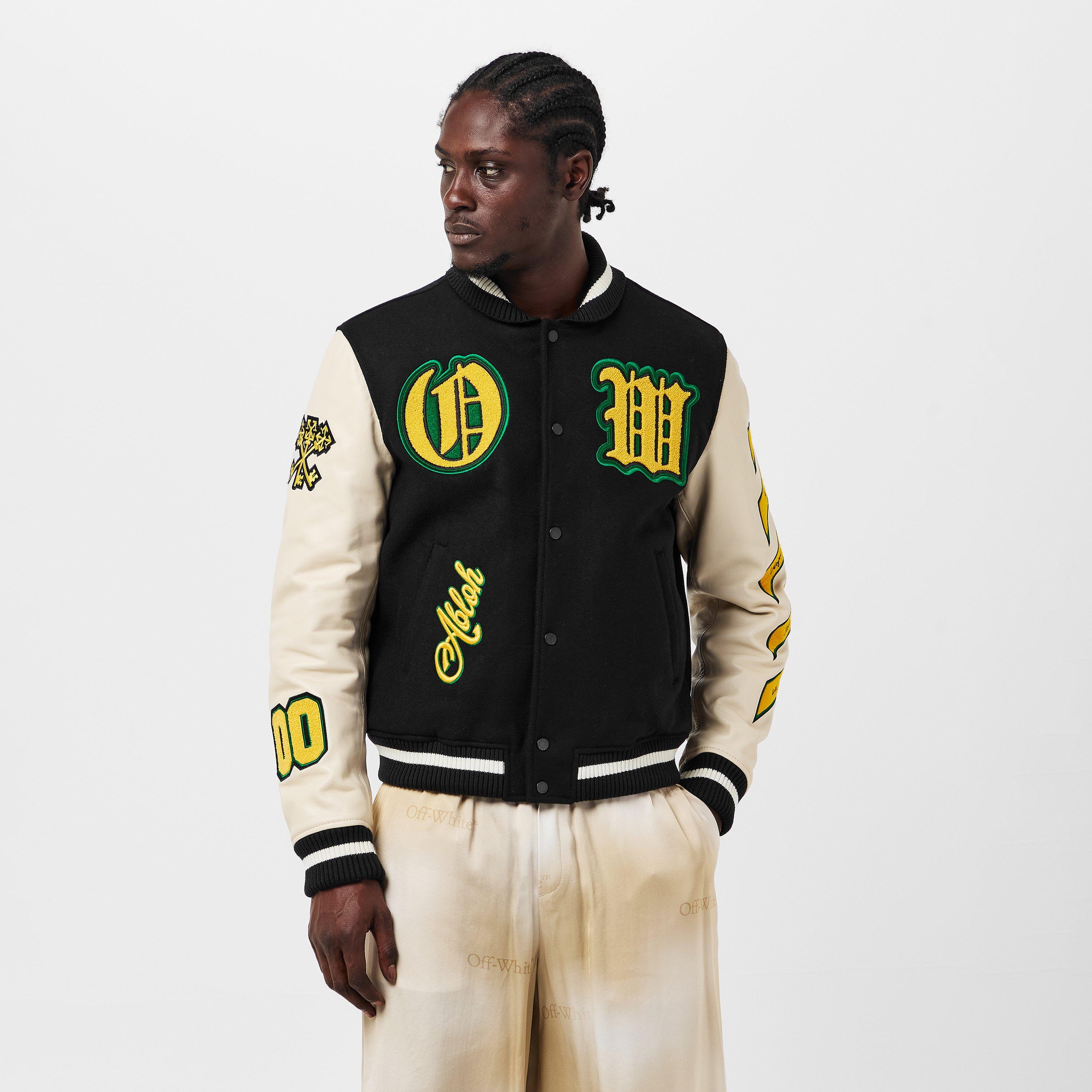 Black - Off White - Men's Leather Jacket - 3