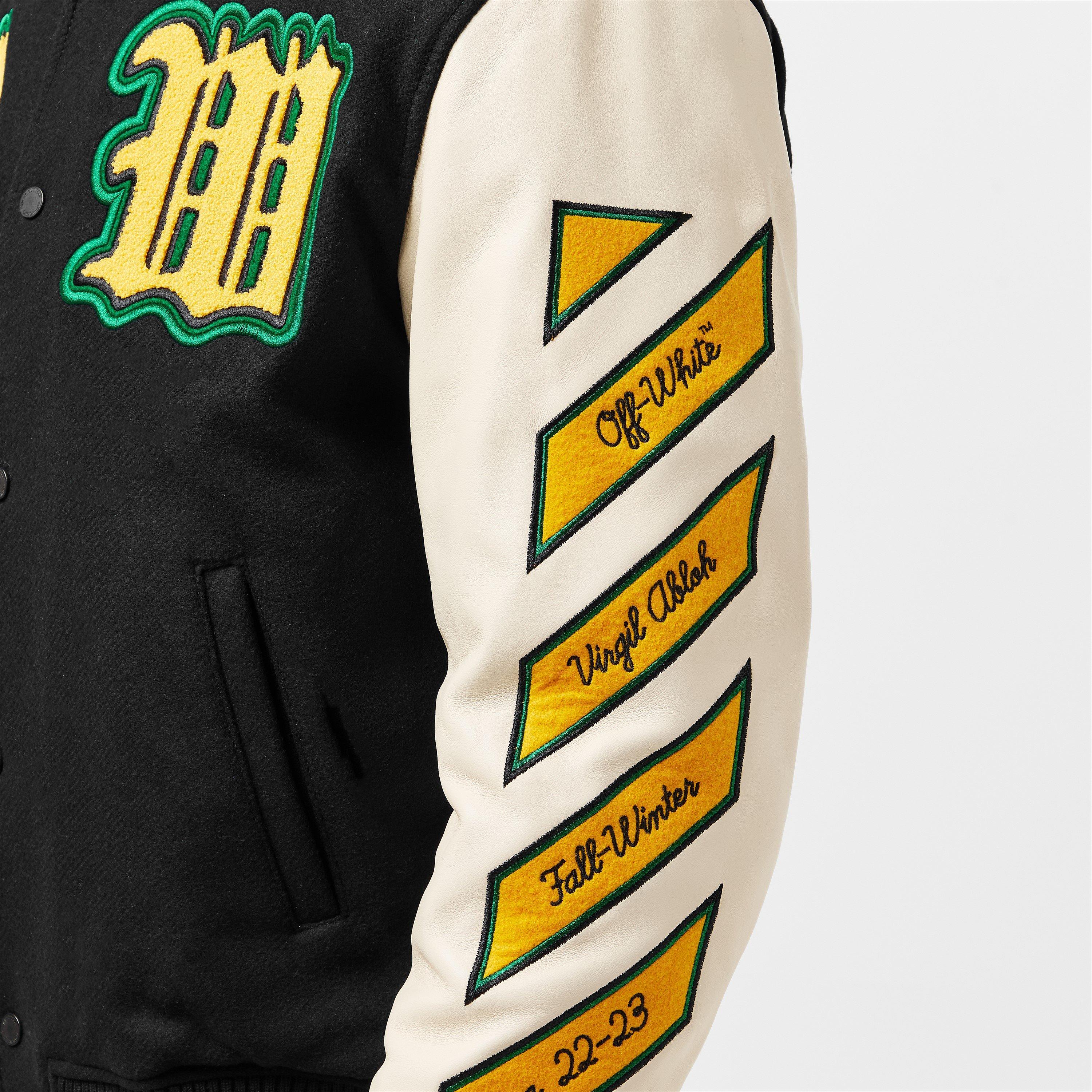 Black - Off White - Men's Leather Jacket - 5