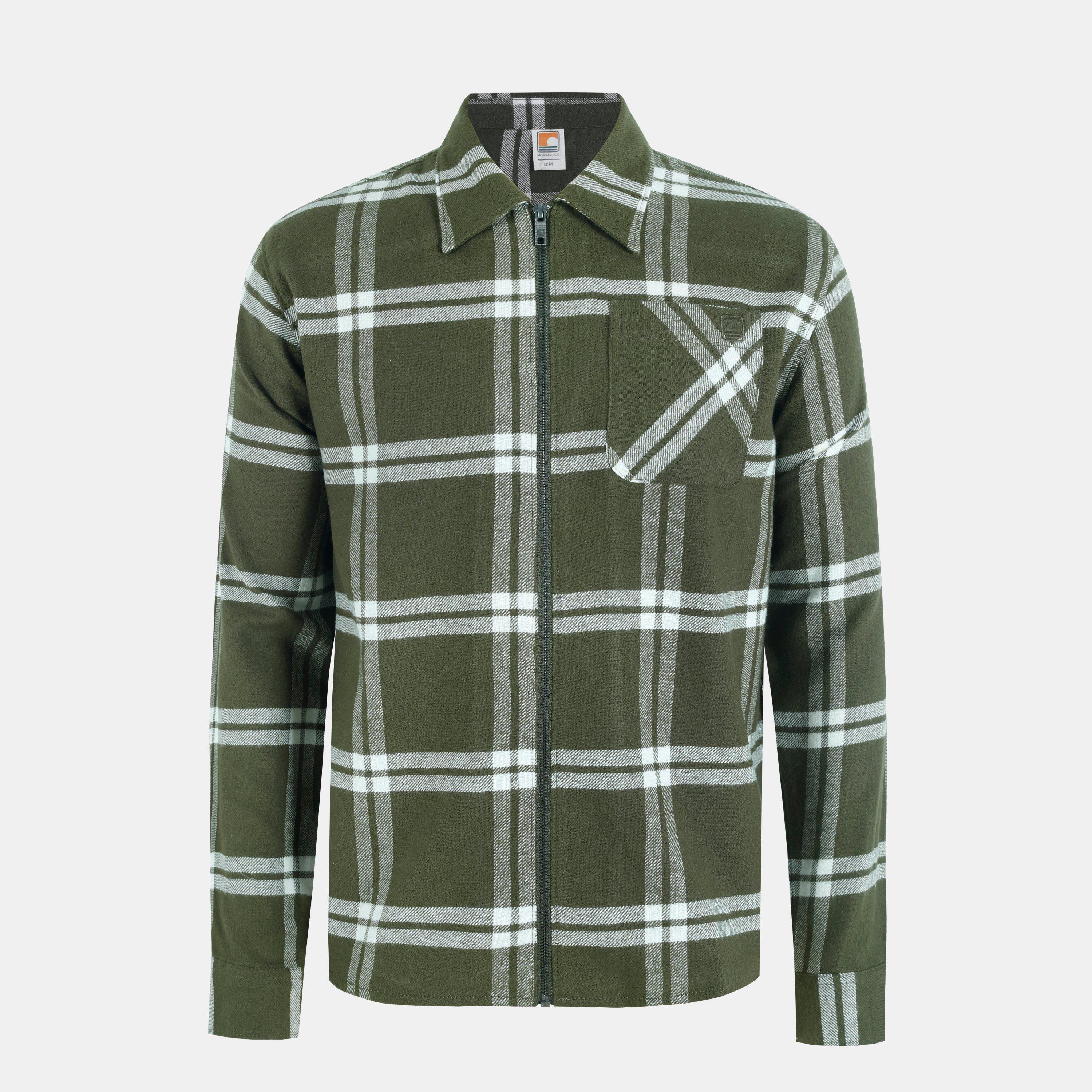 Khaki - SoulCal - Men's Soul Check Tailored Fit Overshirt - 1