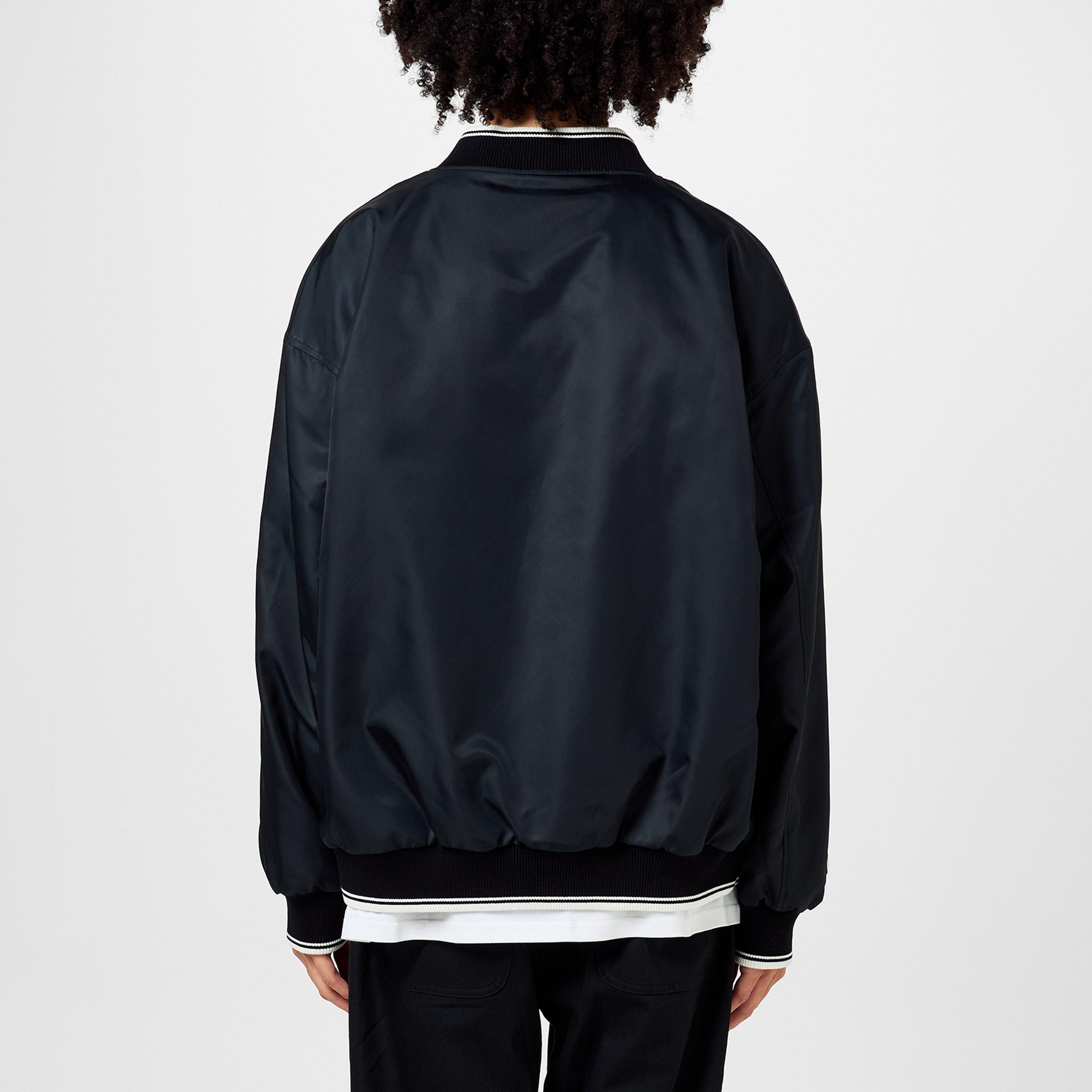 Black 001 - Converse - Men's Retro Snap-Button Varsity Jacket - 3