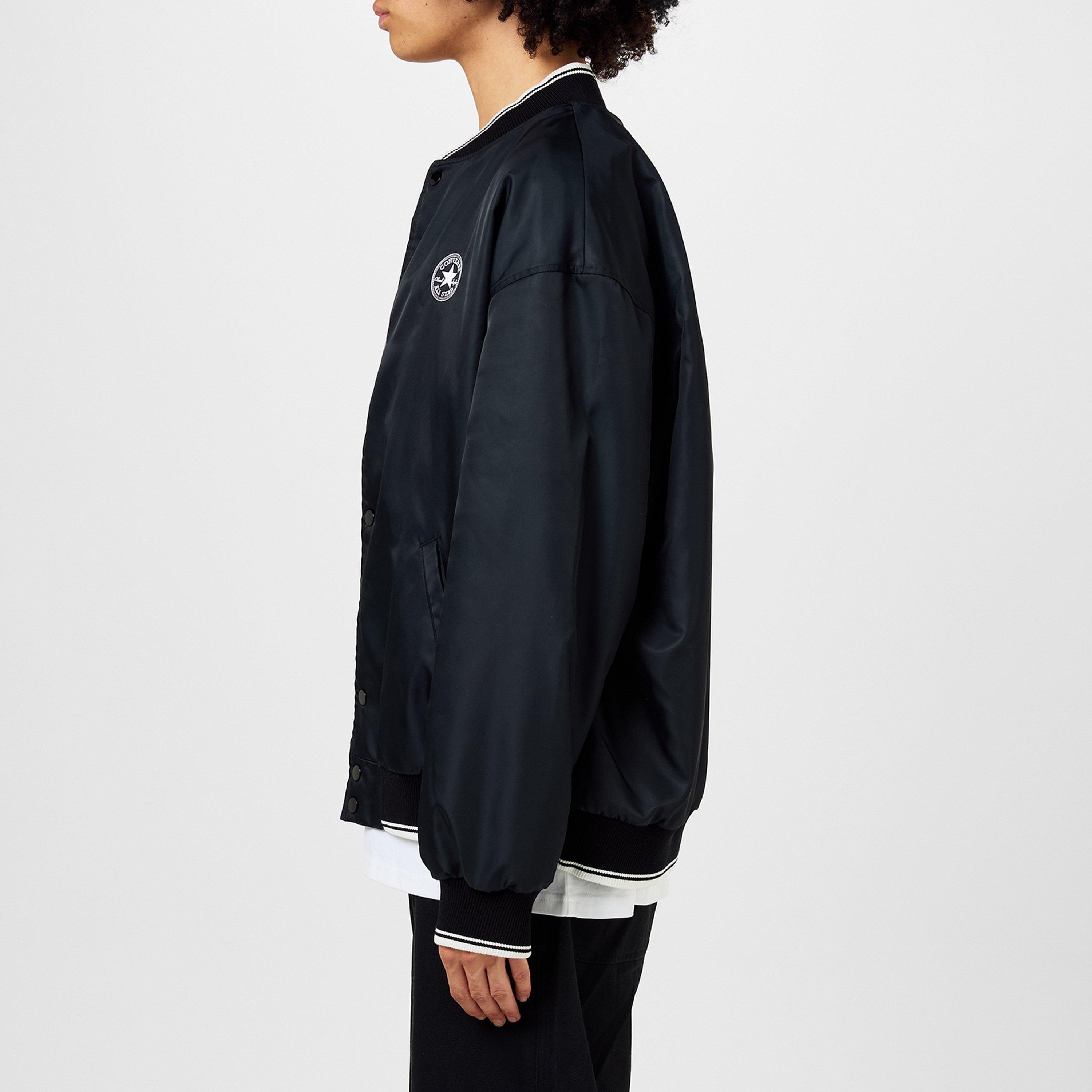 Black 001 - Converse - Men's Retro Snap-Button Varsity Jacket - 4