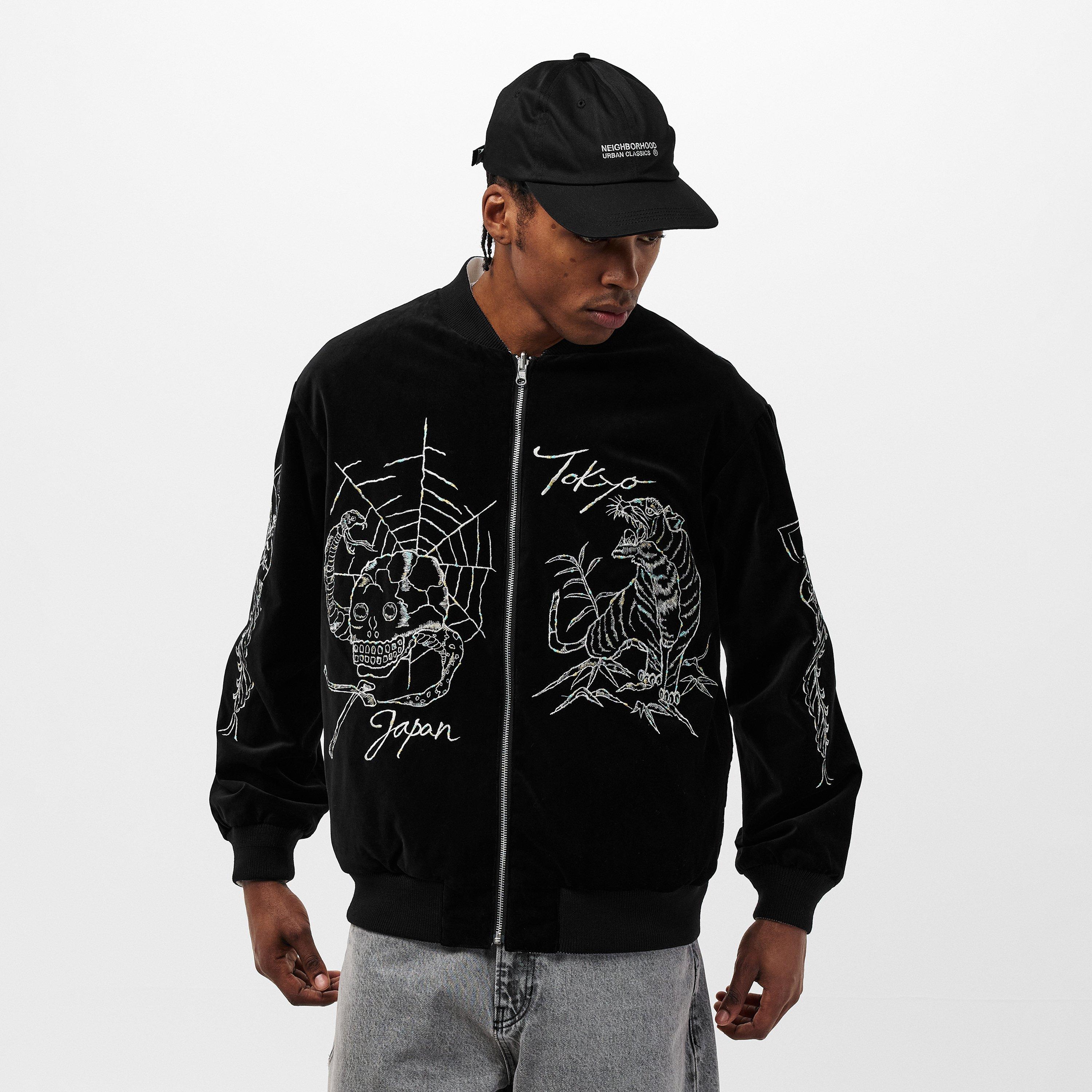 Black - Neighborhood - Men's Reversible Souvenir Bomber Jacket - 3