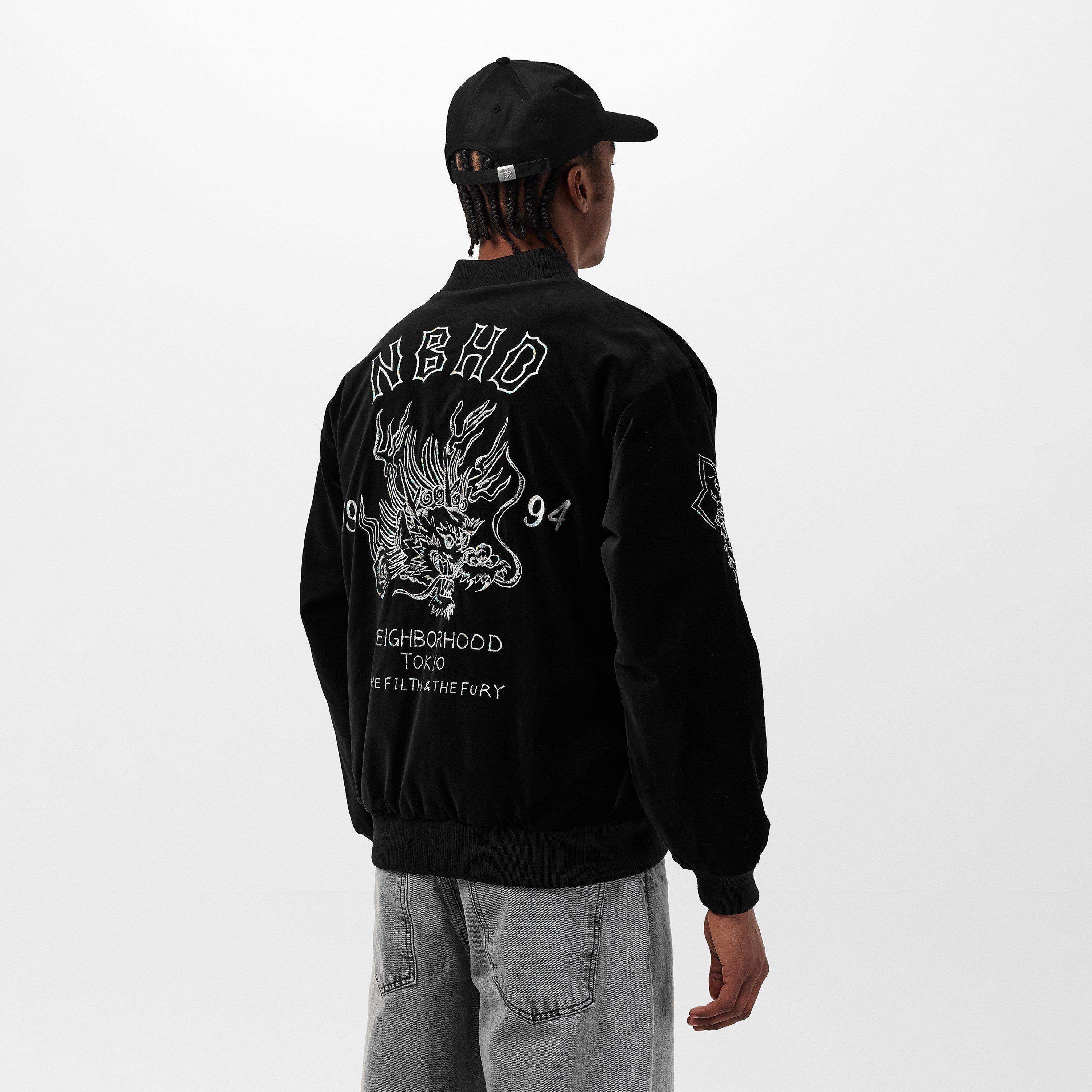 Black - Neighborhood - Men's Reversible Souvenir Bomber Jacket - 4