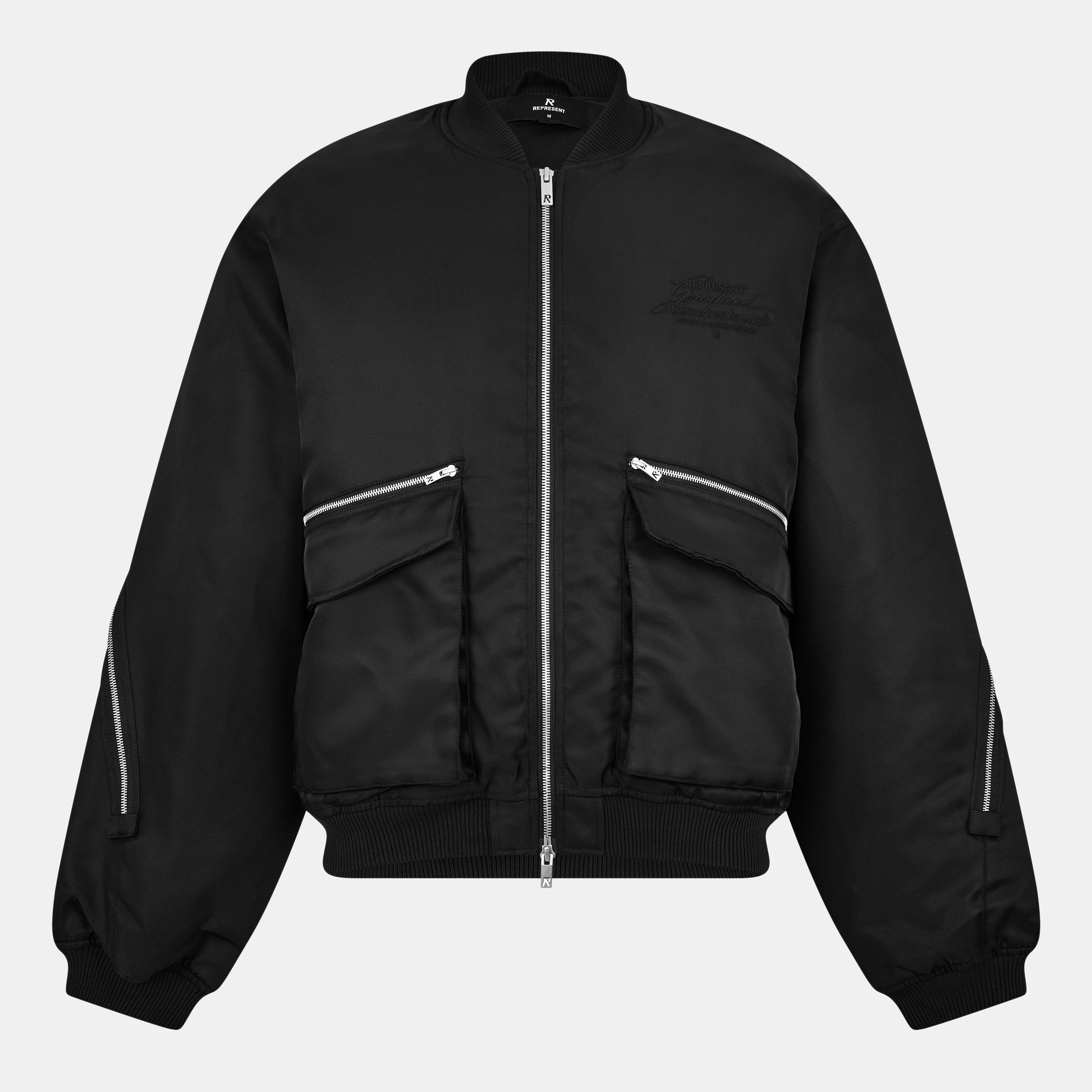 Represent Men's Contemporary Structured Bomber Jacket - Jet Black - XL