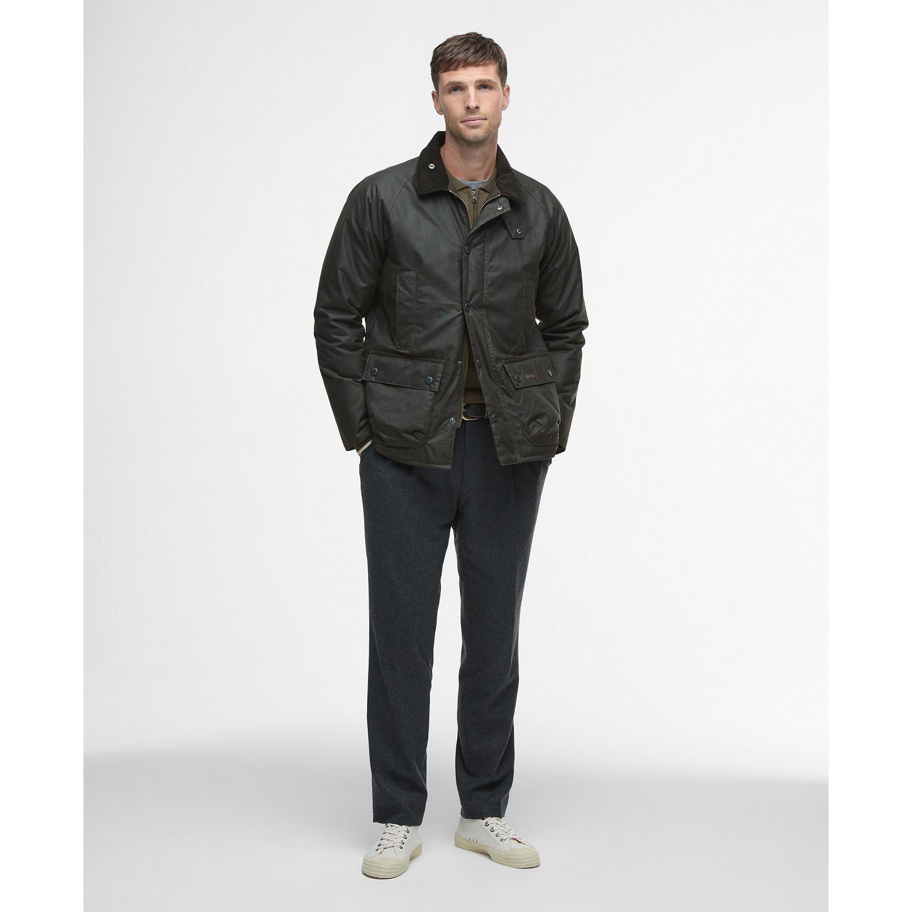 Olive Check - Barbour - Mens Modern Beaufort Waxed Jacket - 8