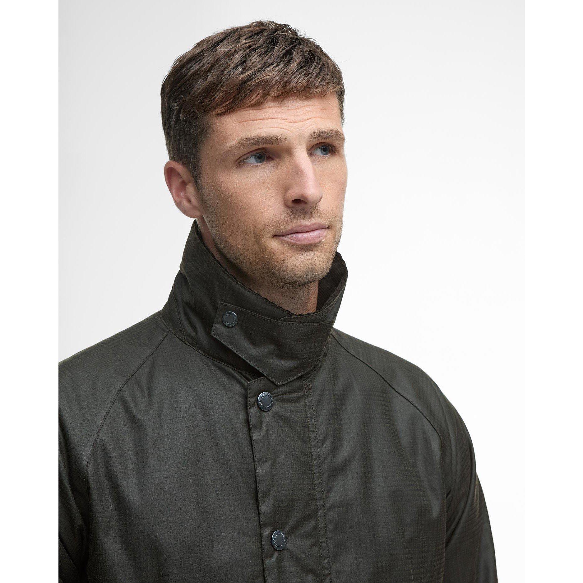 Olive Check - Barbour - Mens Modern Beaufort Waxed Jacket - 5