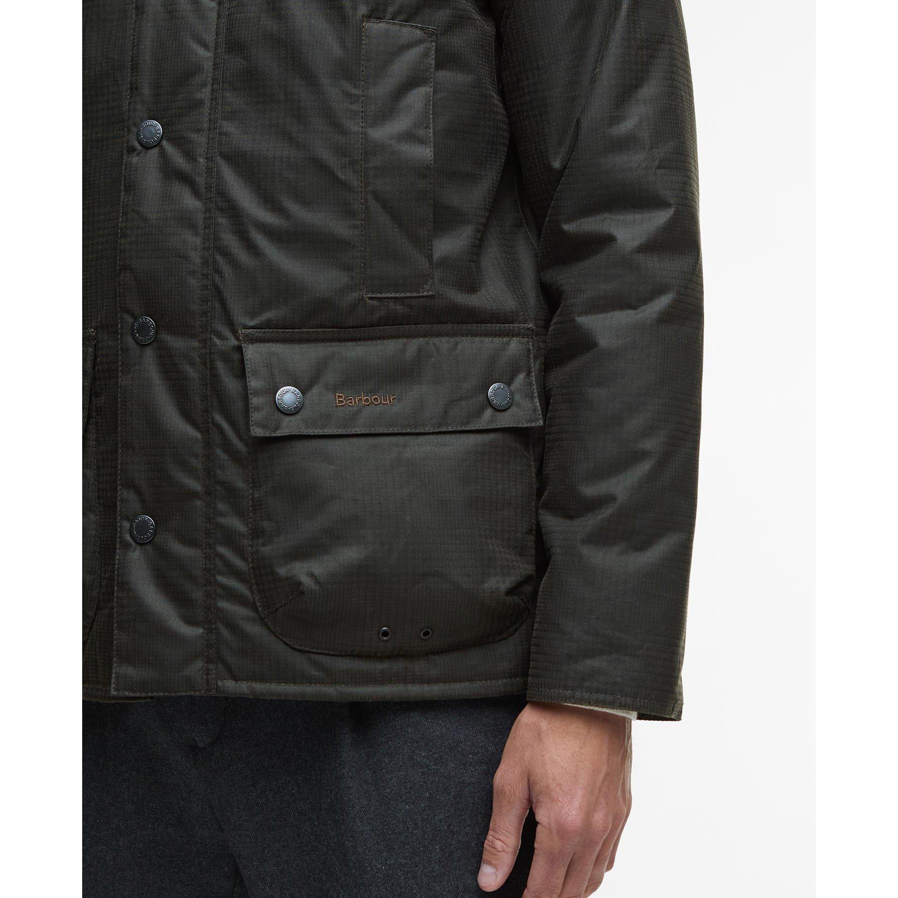 Olive Check - Barbour - Mens Modern Beaufort Waxed Jacket - 6