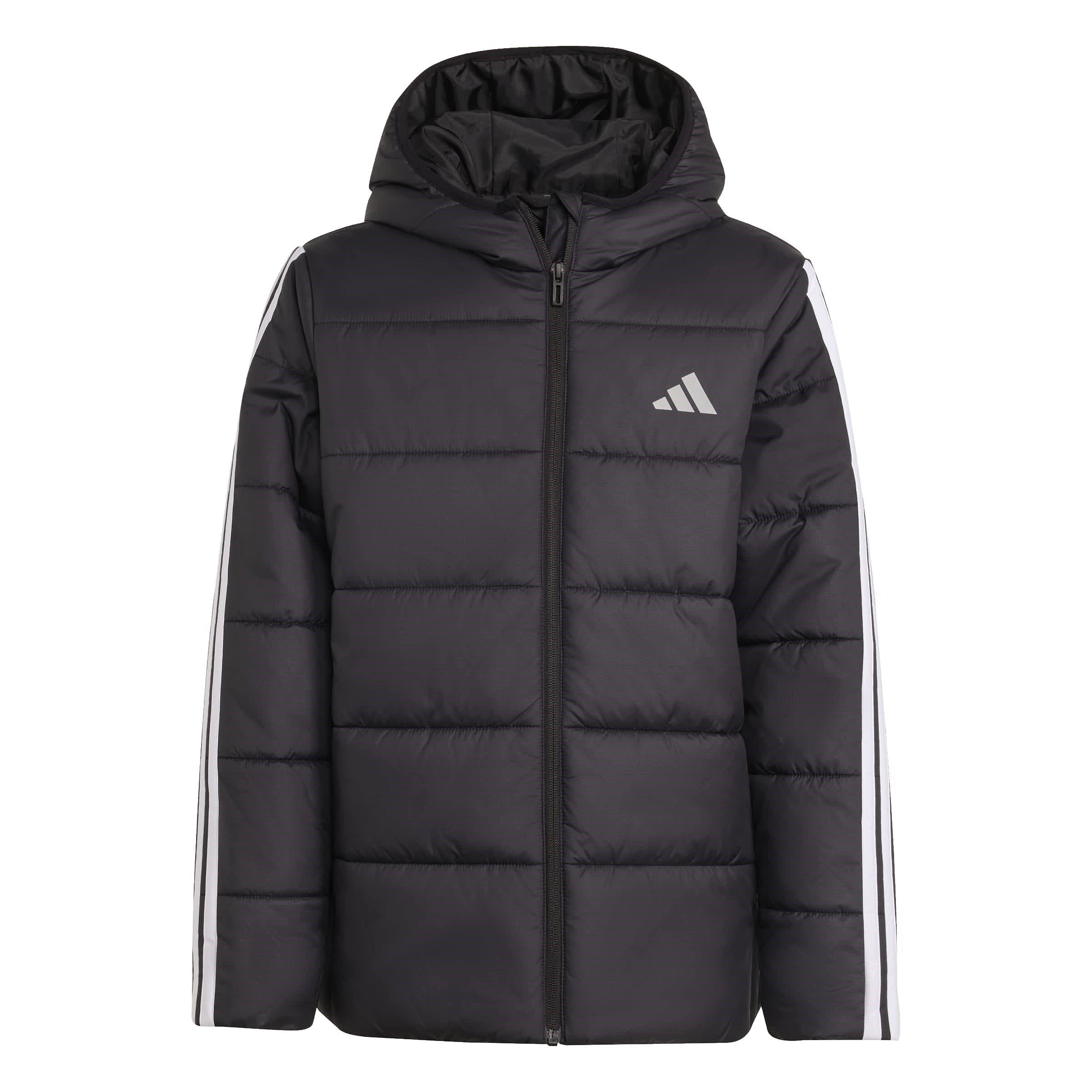 Crno/Bijelo - adidas - Unisex Kids Essentials 3S Hooded Long Sleeve Puffer Jacket - 1