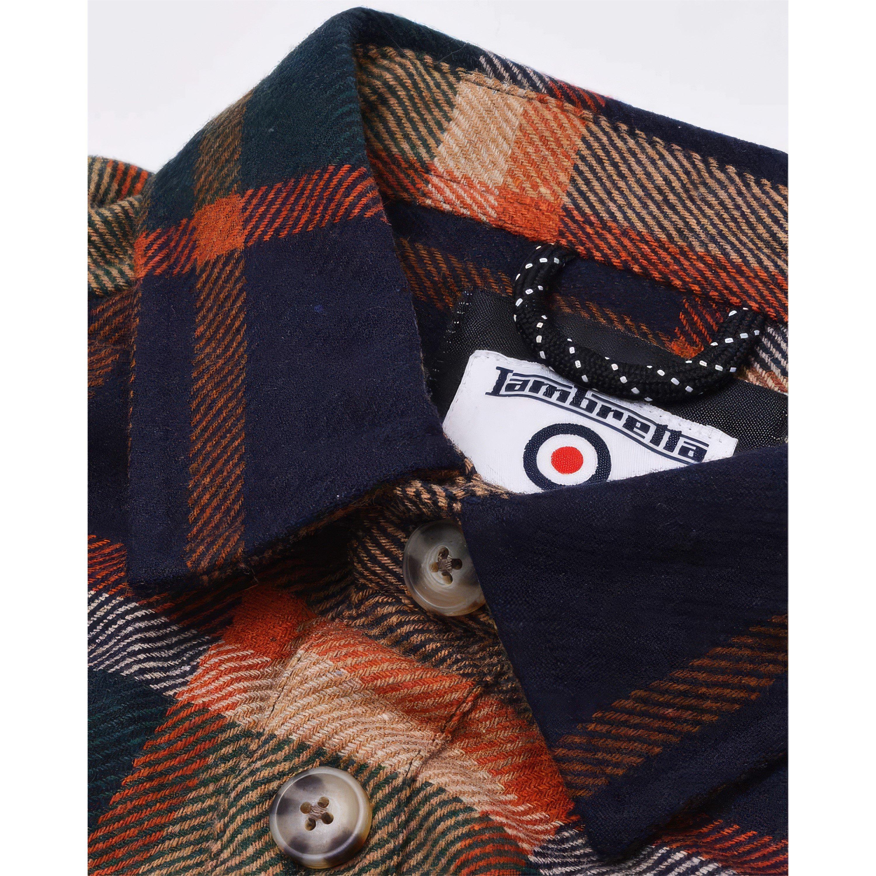 Brown/Orange - Lambretta - Wool Structured Overshirt - 3