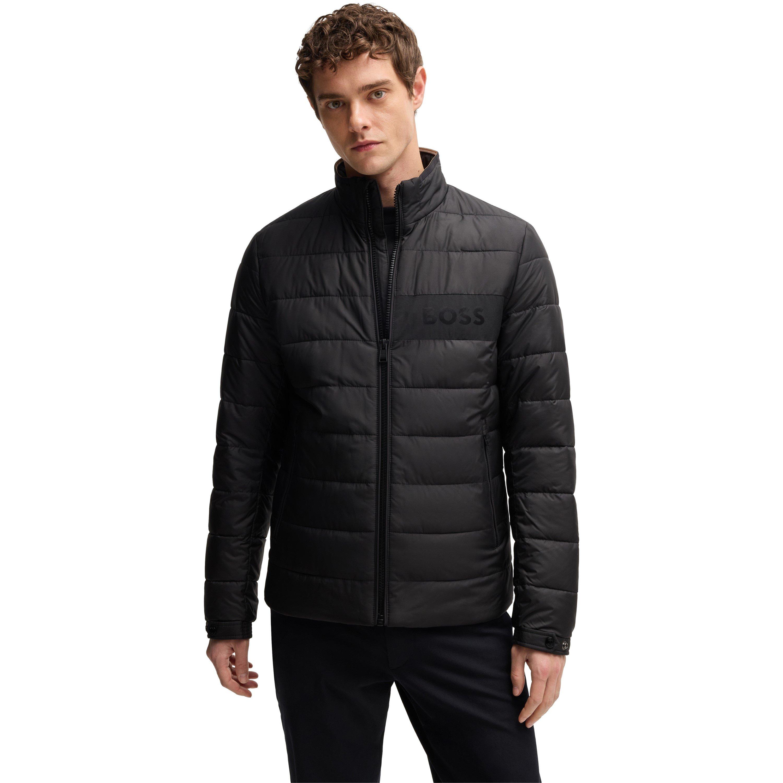 Black 001 - Boss - Men's H-Cenitos Water-Repellent Long Sleeve Short Puffer Jacket - 2