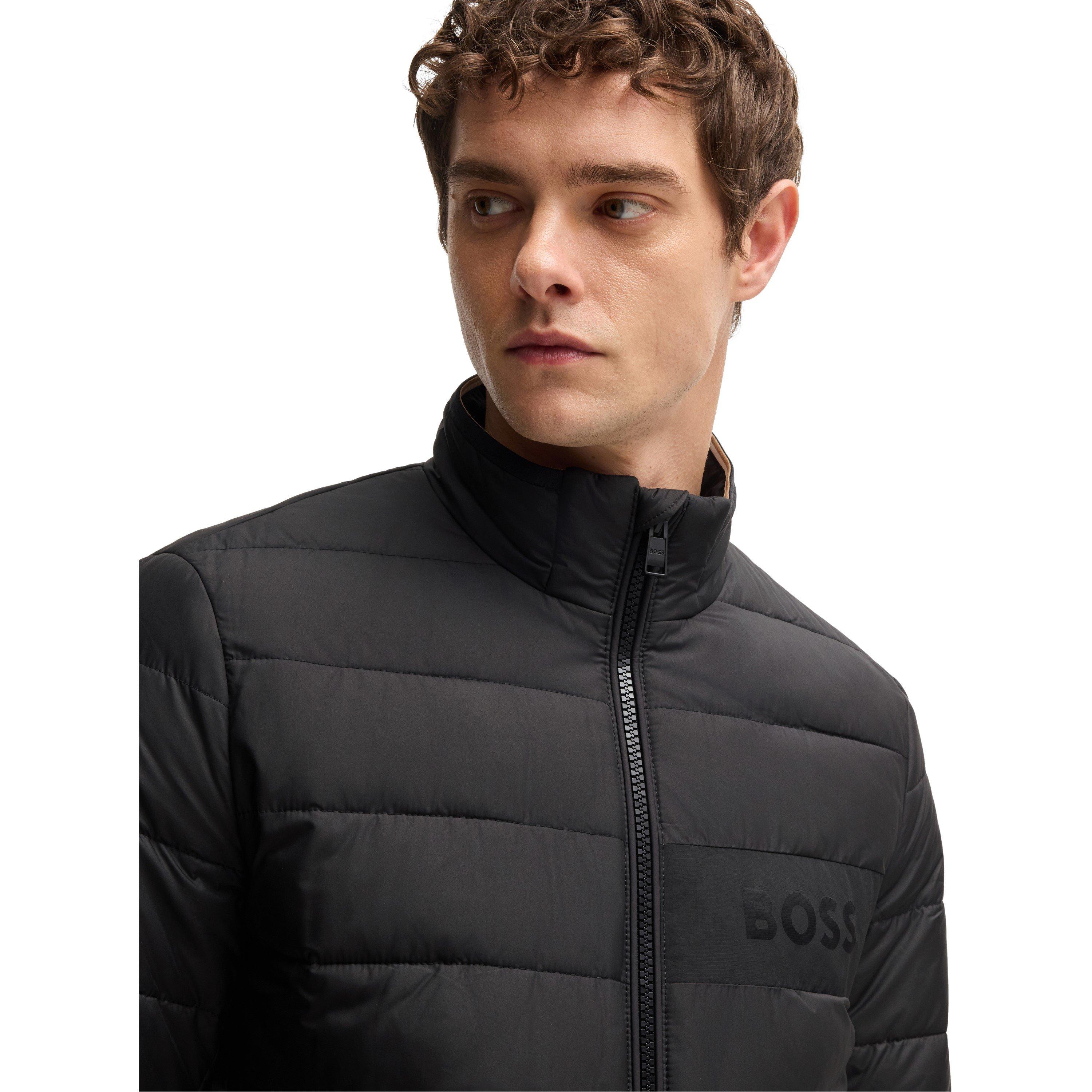 Black 001 - Boss - Men's H-Cenitos Water-Repellent Long Sleeve Short Puffer Jacket - 5