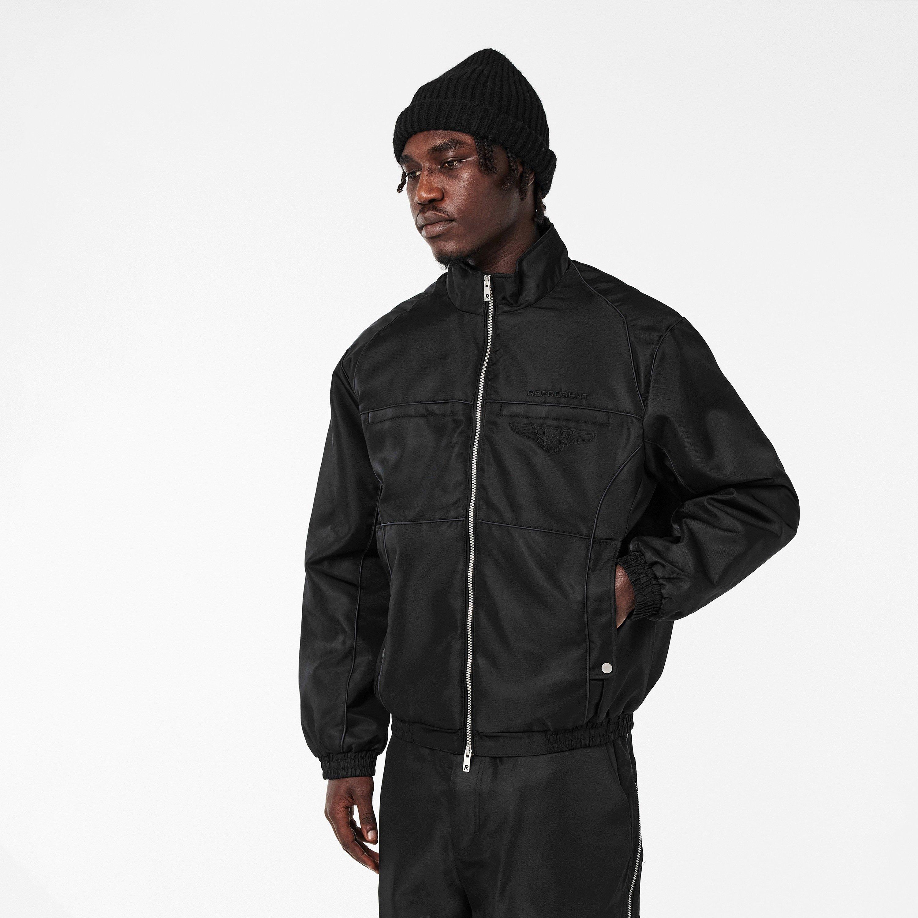 Black - Represent - Men's Ribbed Collar Bomber Jacket - 3