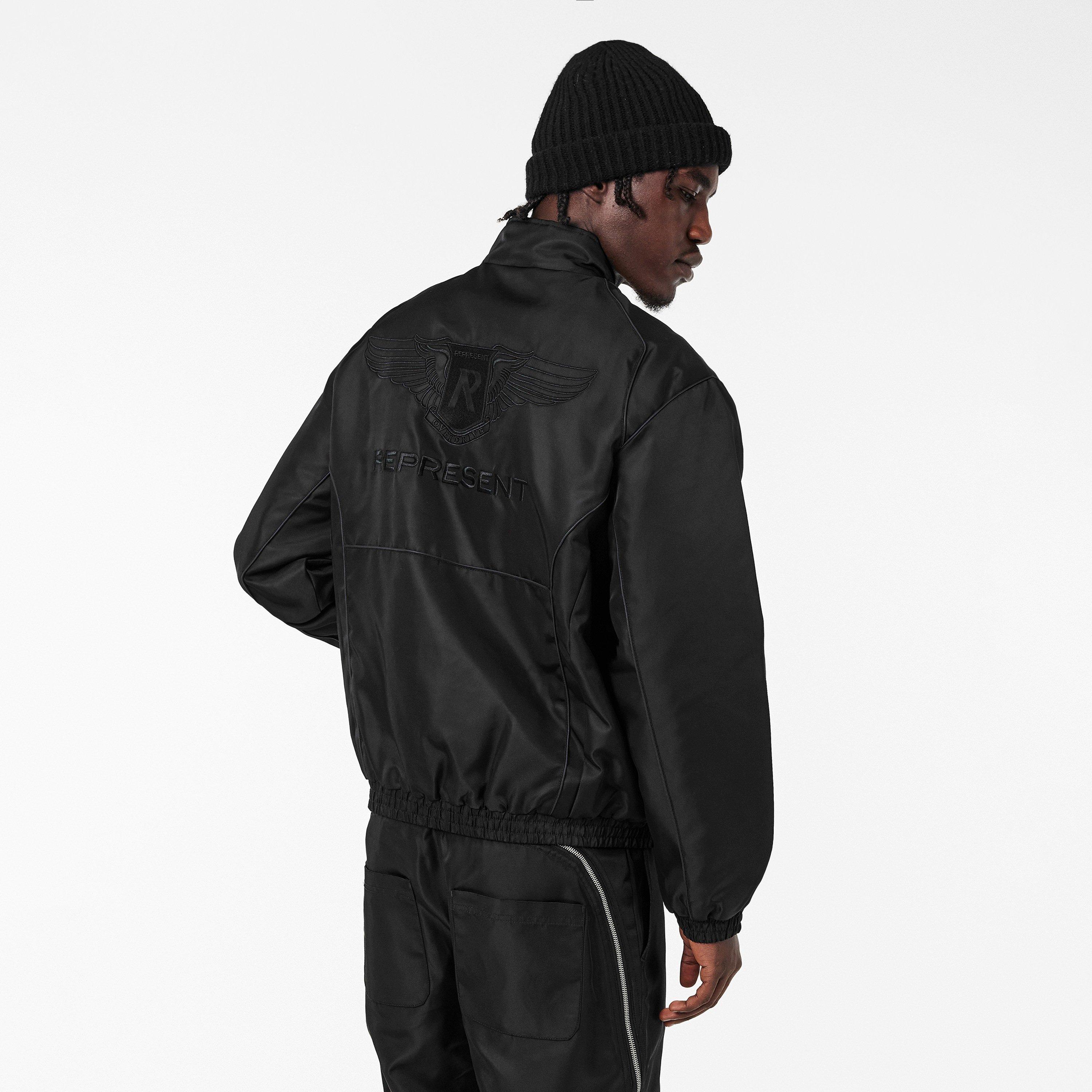 Black - Represent - Men's Ribbed Collar Bomber Jacket - 4