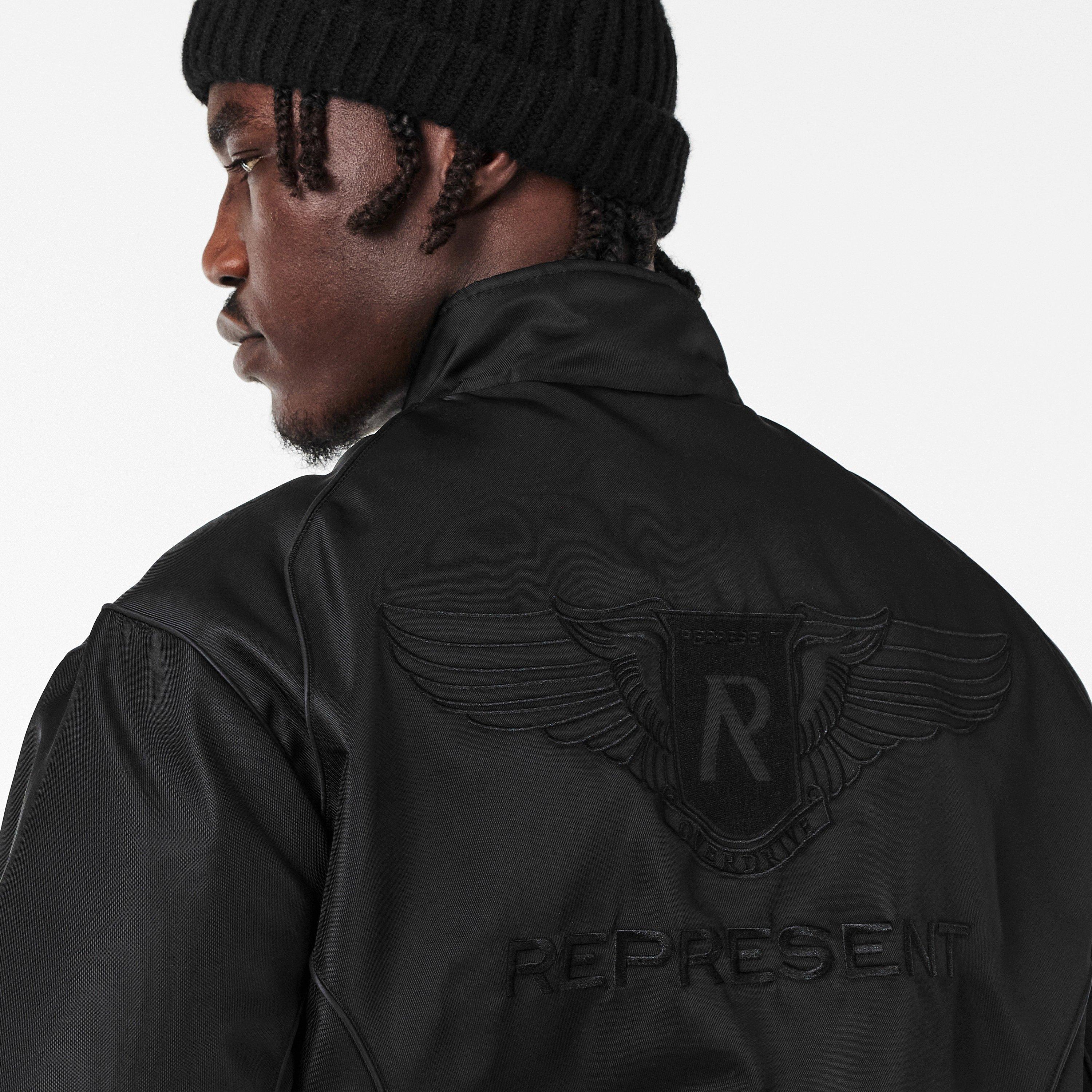 Black - Represent - Men's Ribbed Collar Bomber Jacket - 5