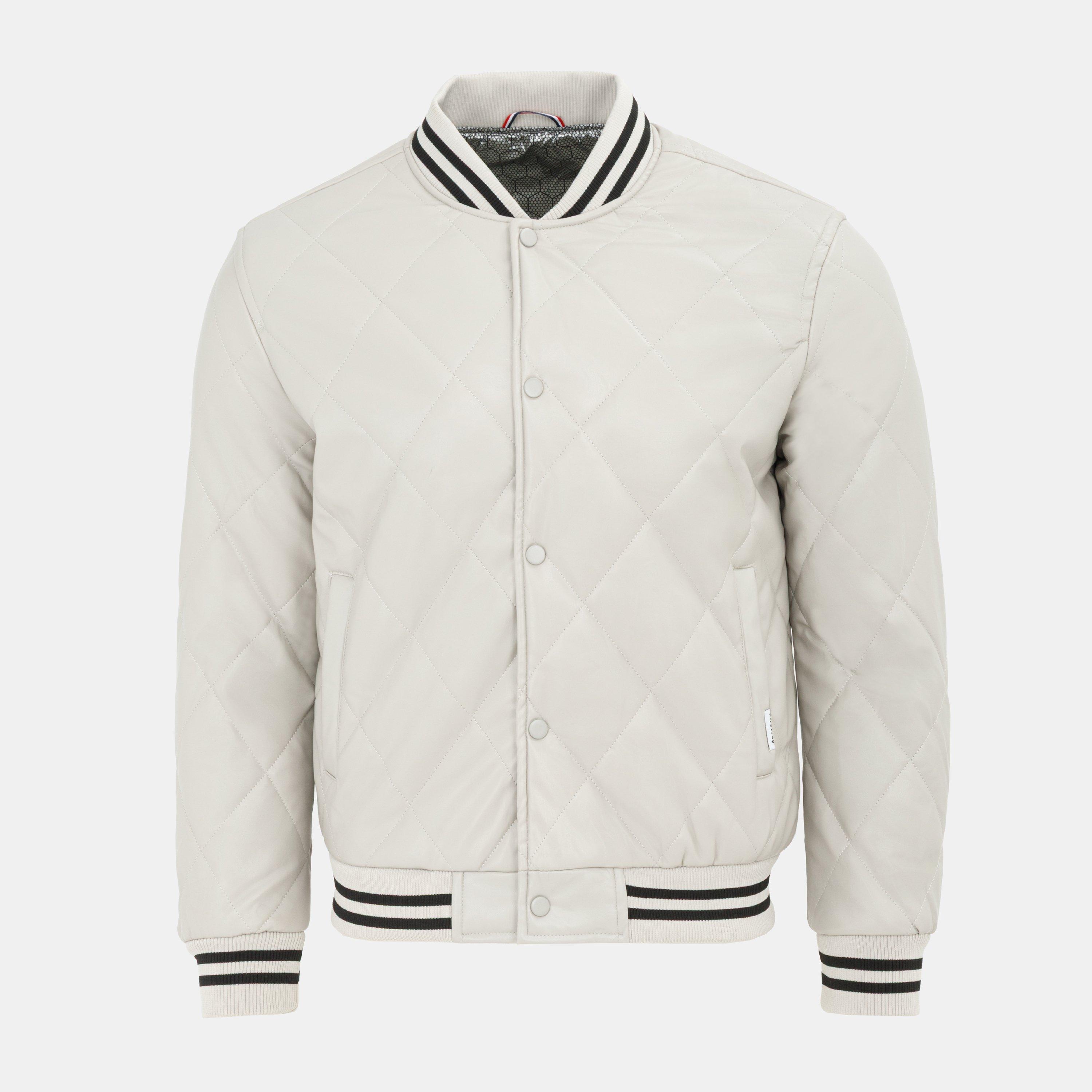 Firetrap Men's White Faux Leather Button Long Sleeve Quilted Jacket in Size XS, Sports Direct - Image 2