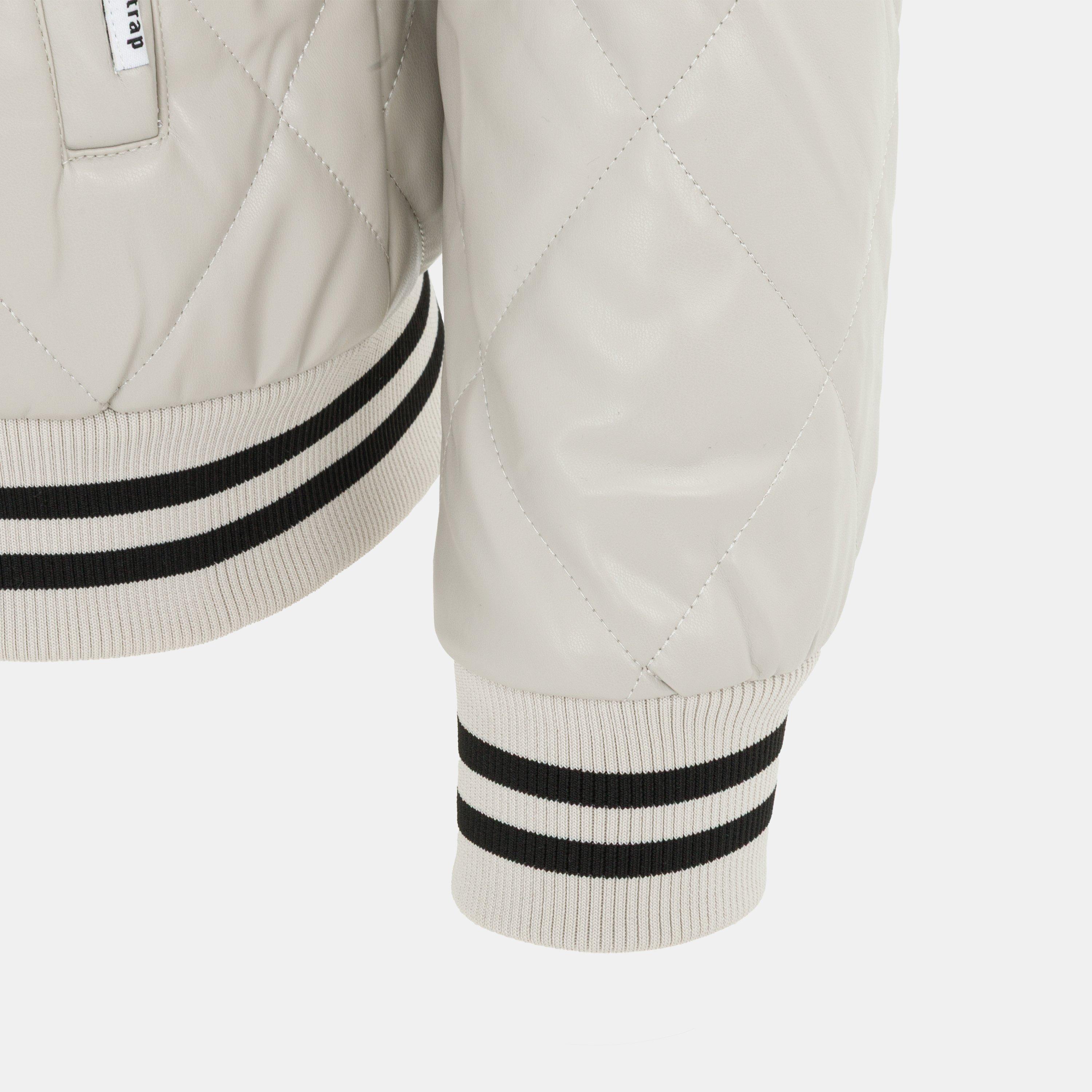 White - Firetrap - Men's Faux Leather Button Long Sleeve Quilted Jacket - 5