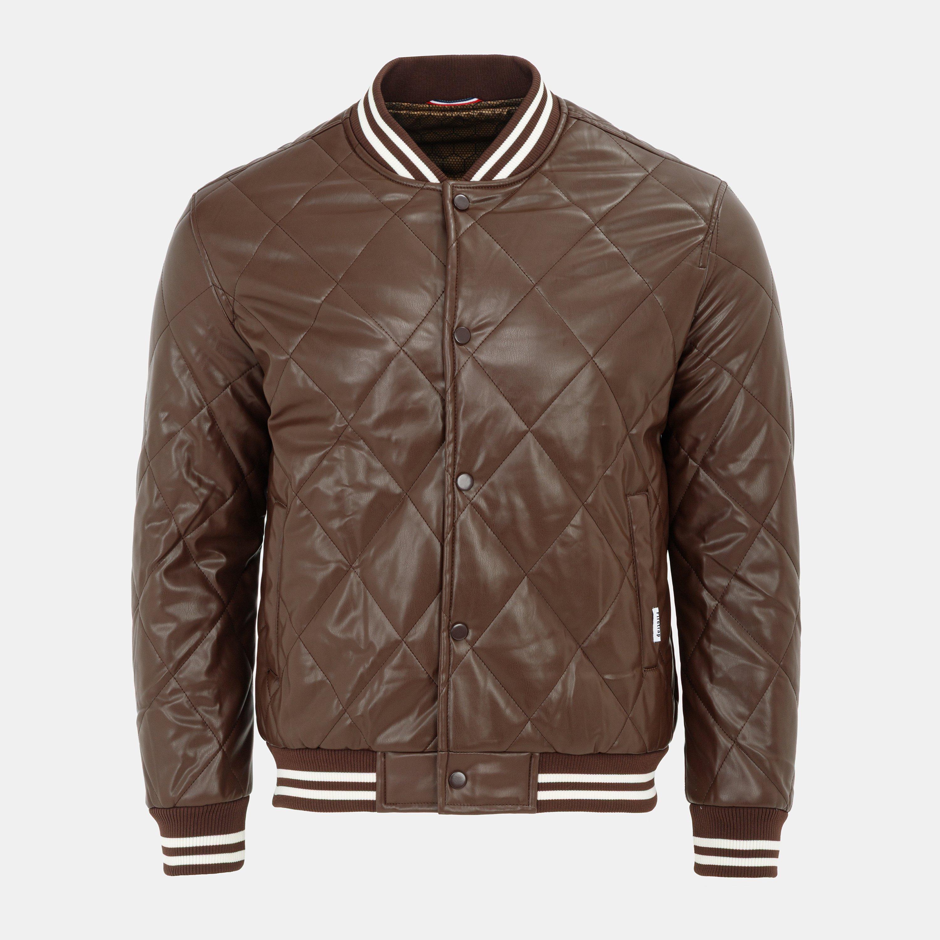 Kaffe - Firetrap - Men's Faux Leather Button Long Sleeve Quilted Jacket - 1