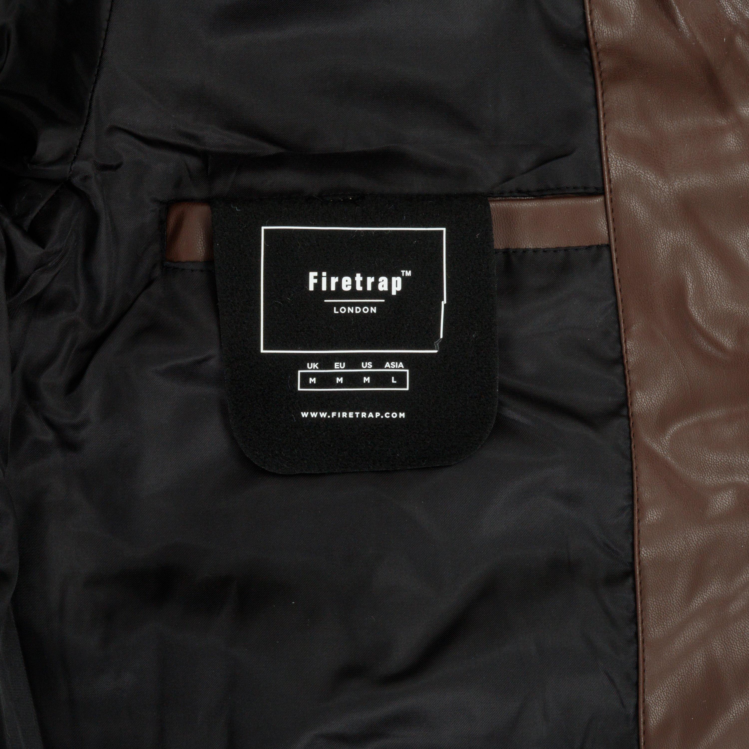 Coffee - Firetrap - PU Quilt Jacket Mens - 7