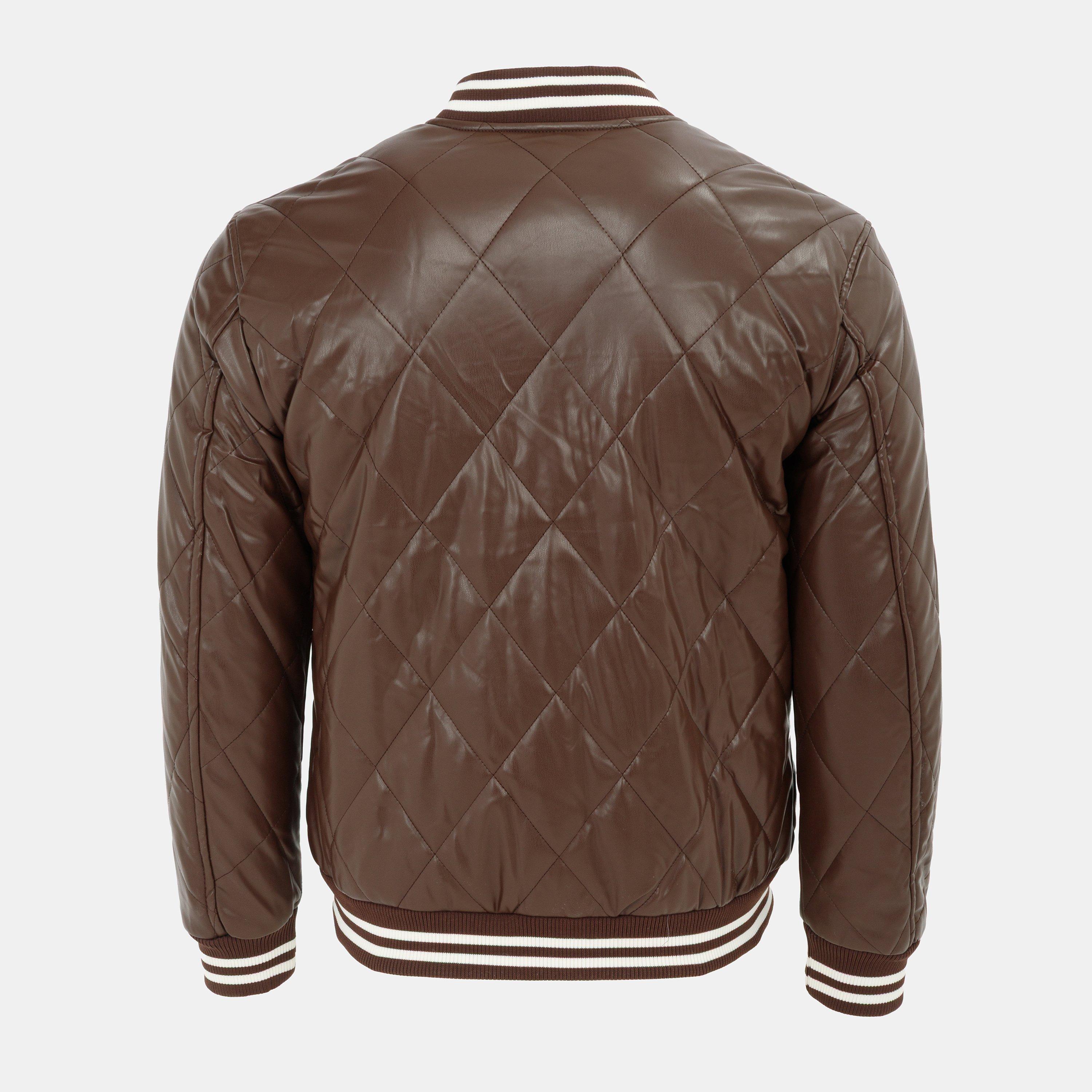 Coffee - Firetrap - PU Quilt Jacket Mens - 2