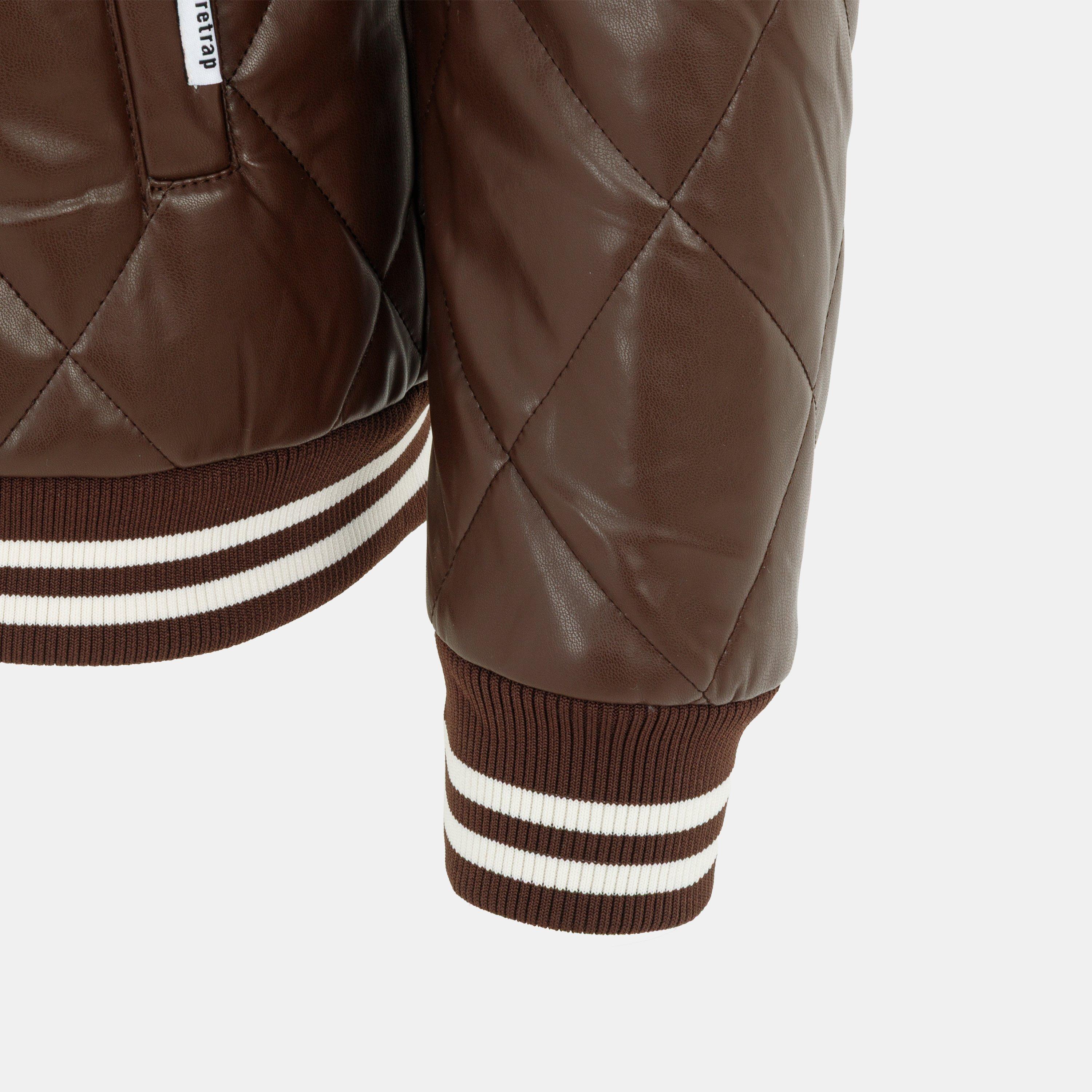 Coffee - Firetrap - PU Quilt Jacket Mens - 5