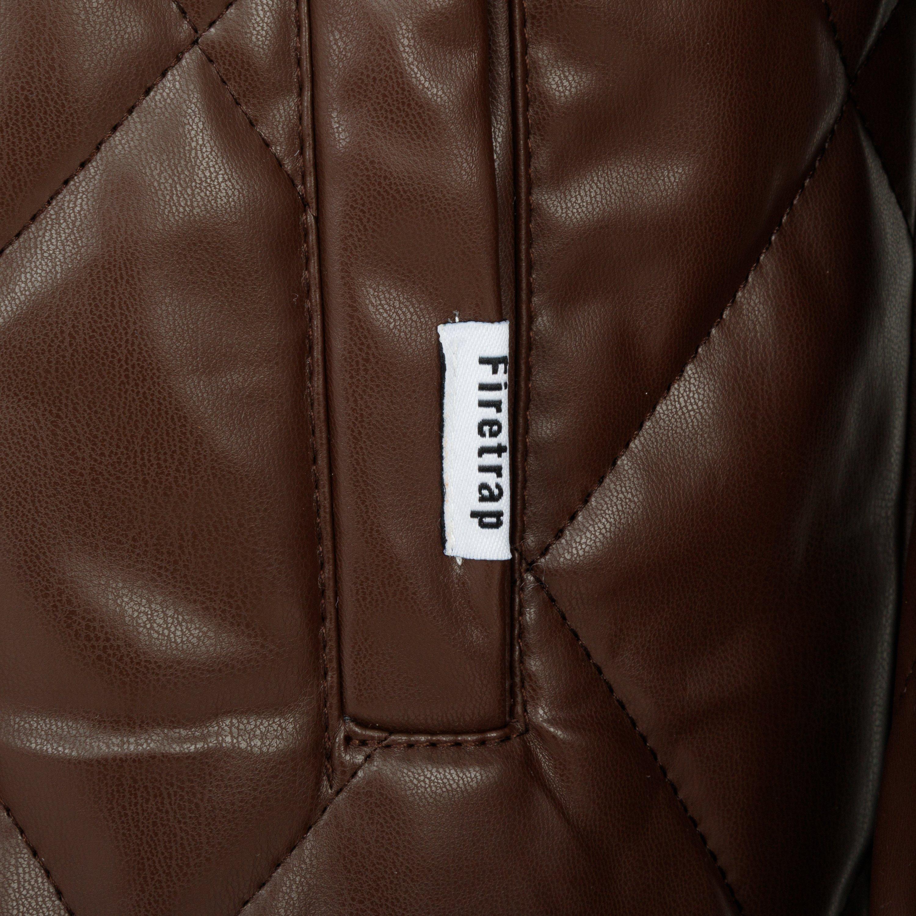 Coffee - Firetrap - PU Quilt Jacket Mens - 6