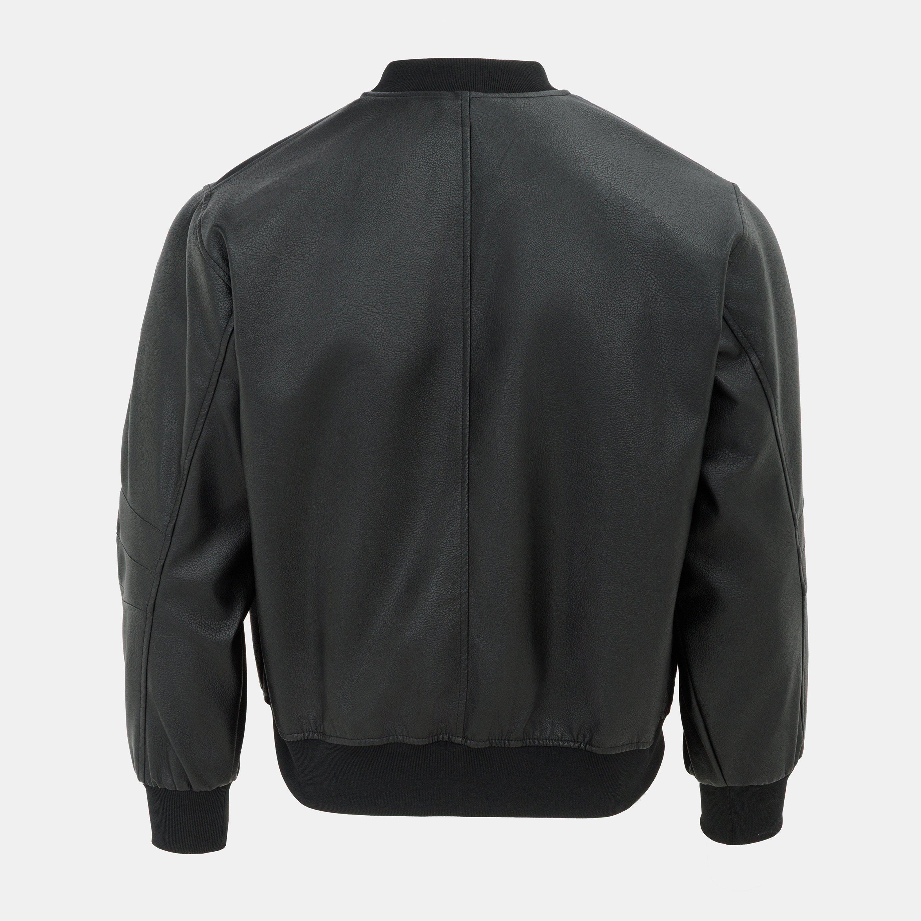 Negro - Firetrap - PU Quilt Faux Leather Funnel Neck Bomber Jacket - 2